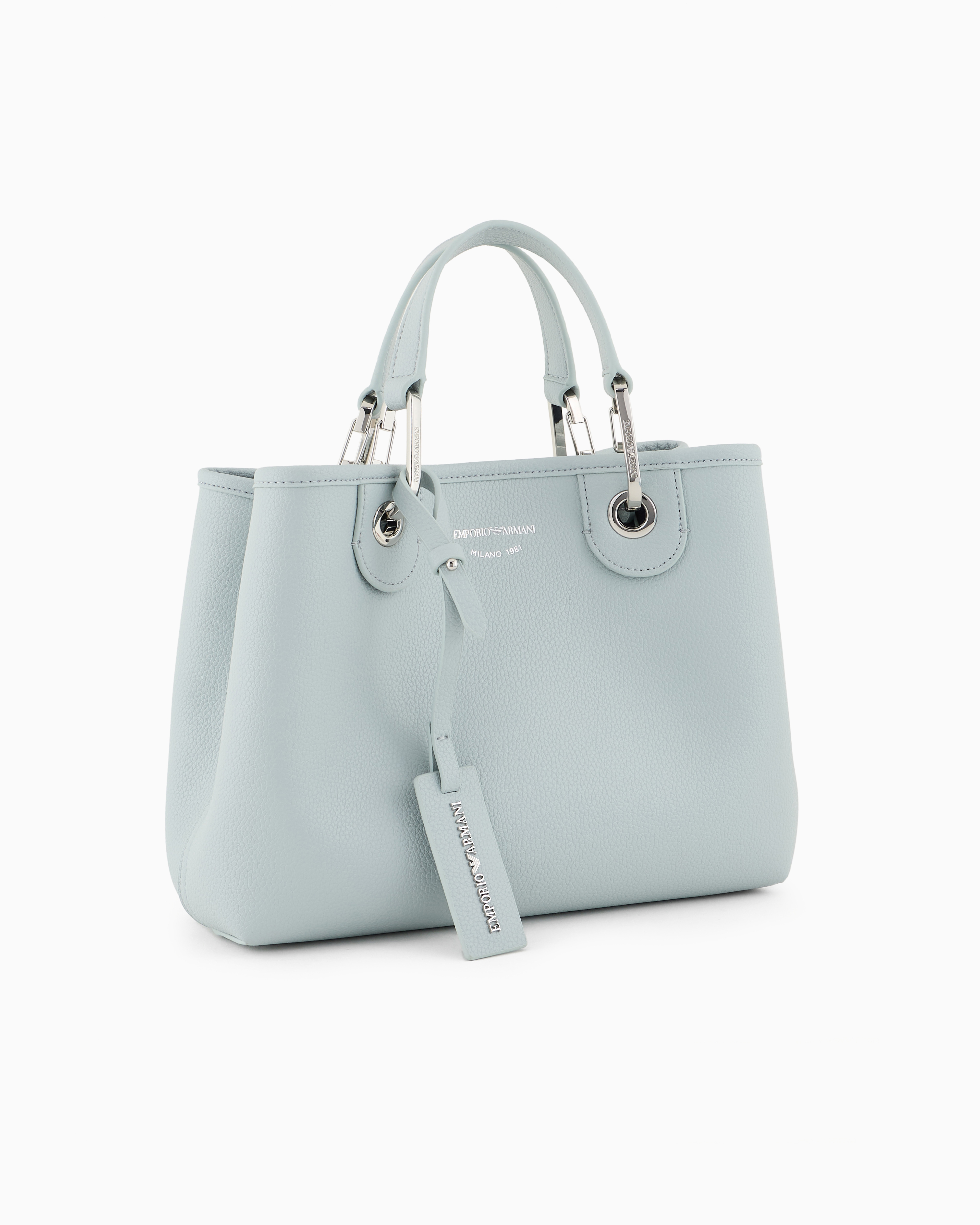 Emporio Armani Official Store Small Myea Shopper Bag With Deer Print In Light Gray