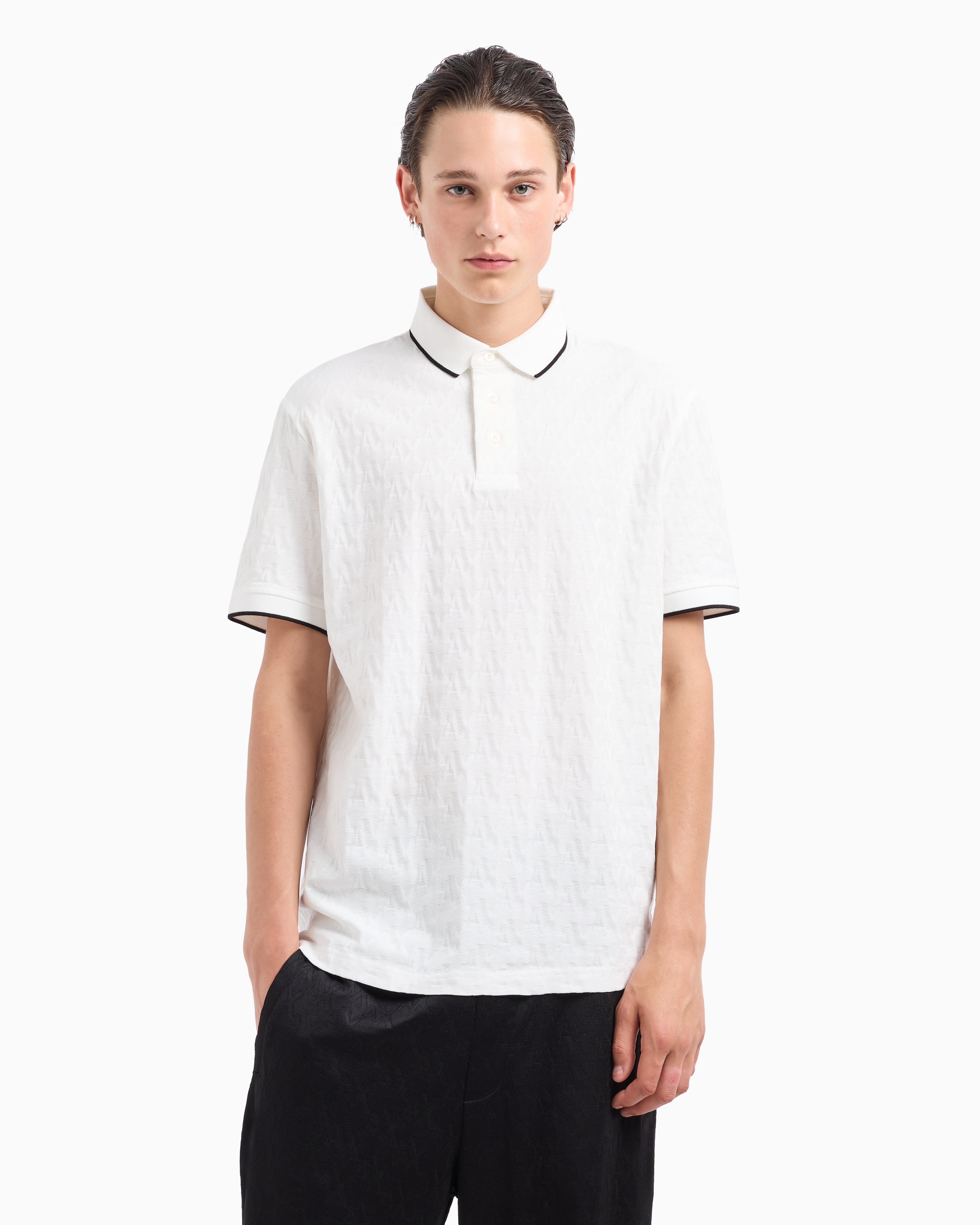 Shop Armani Exchange Asv Mercerized Cotton Regular Fit Polo In White