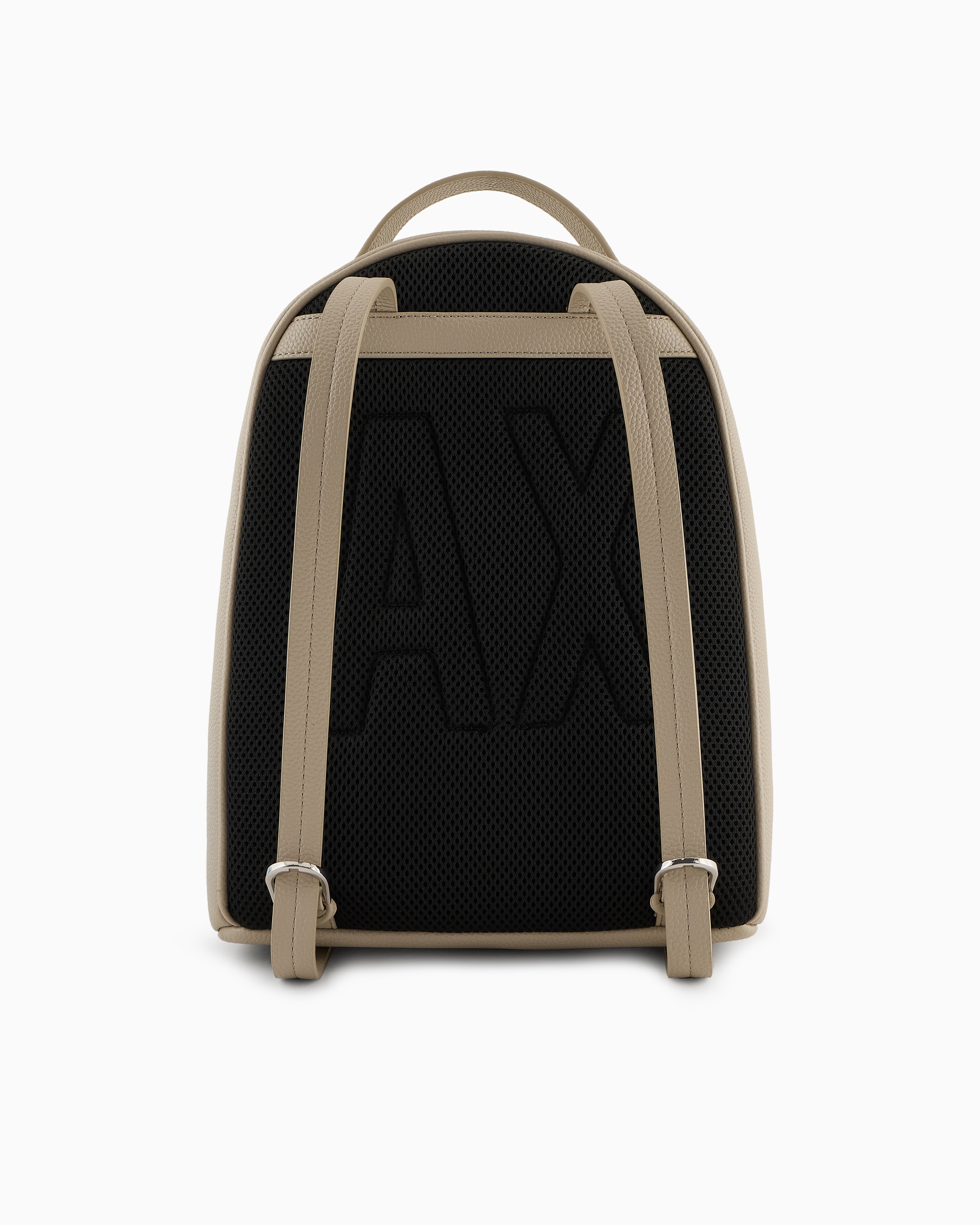 Shop Armani Exchange Garnet Material Backpack With Small Logo In Beige