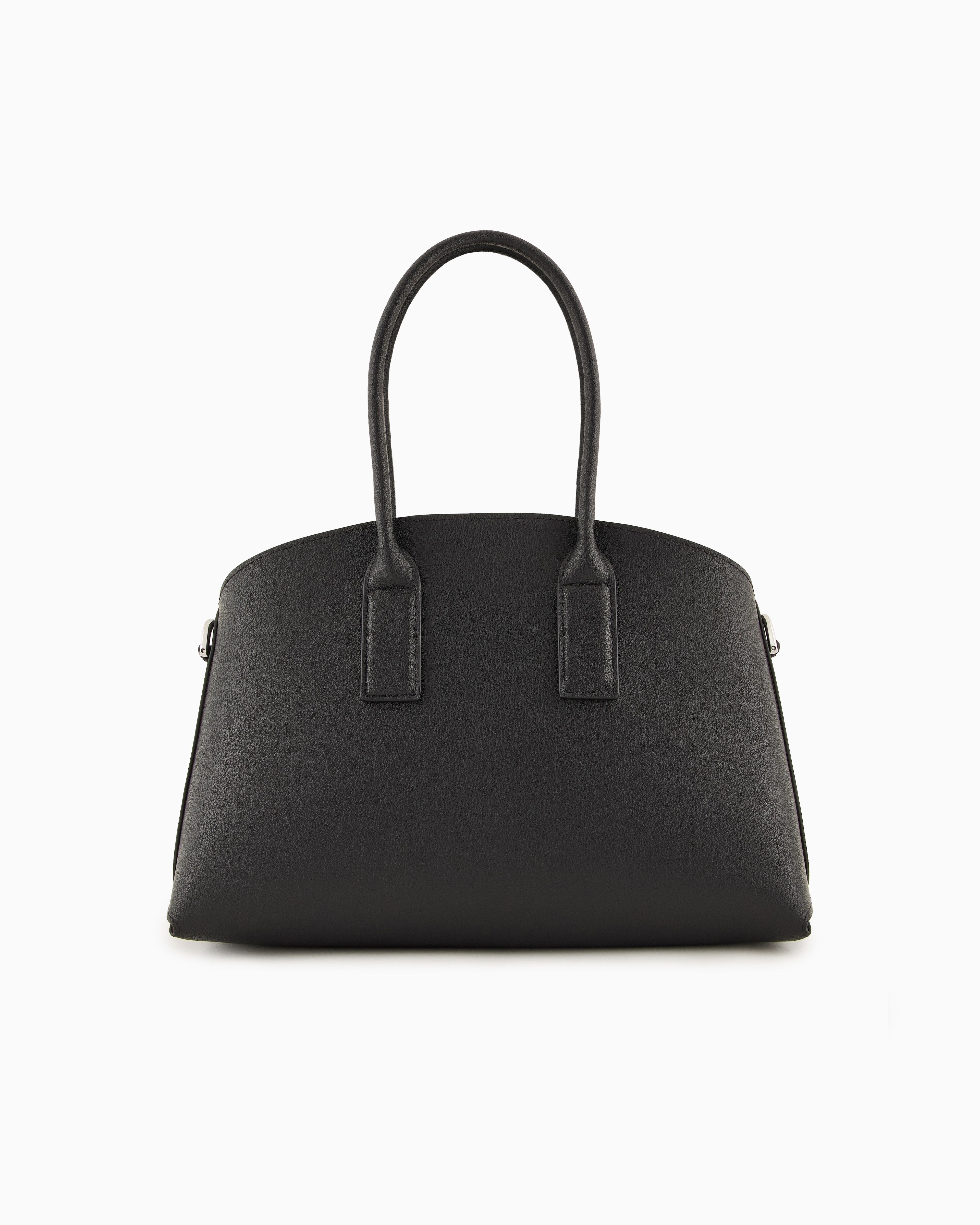 Emporio Armani Official Store Asv Icon Regenerated Leather Medium Handbag In Noir