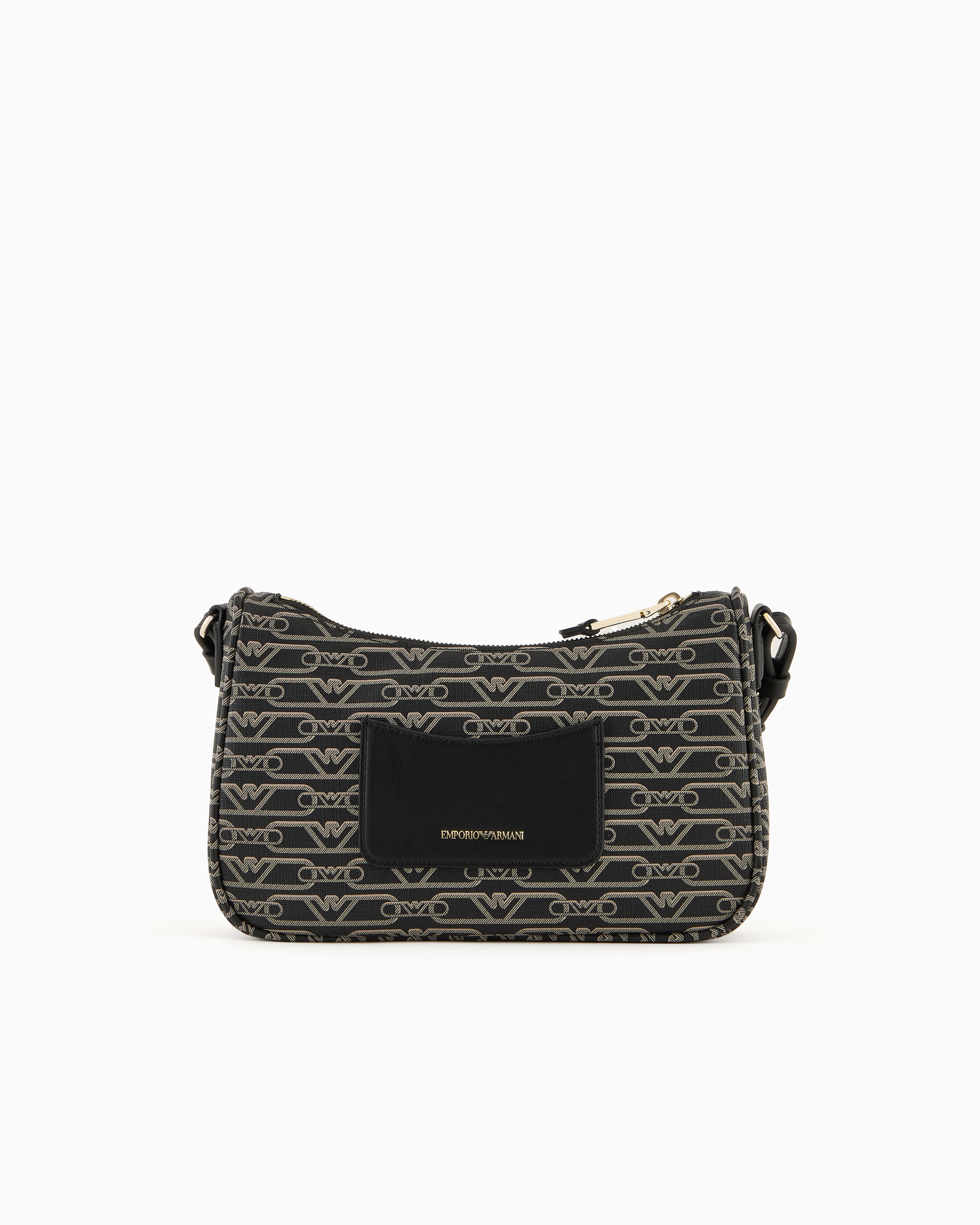 Emporio Armani Official Store Baguette Bag With All-over Monogram Print In Black