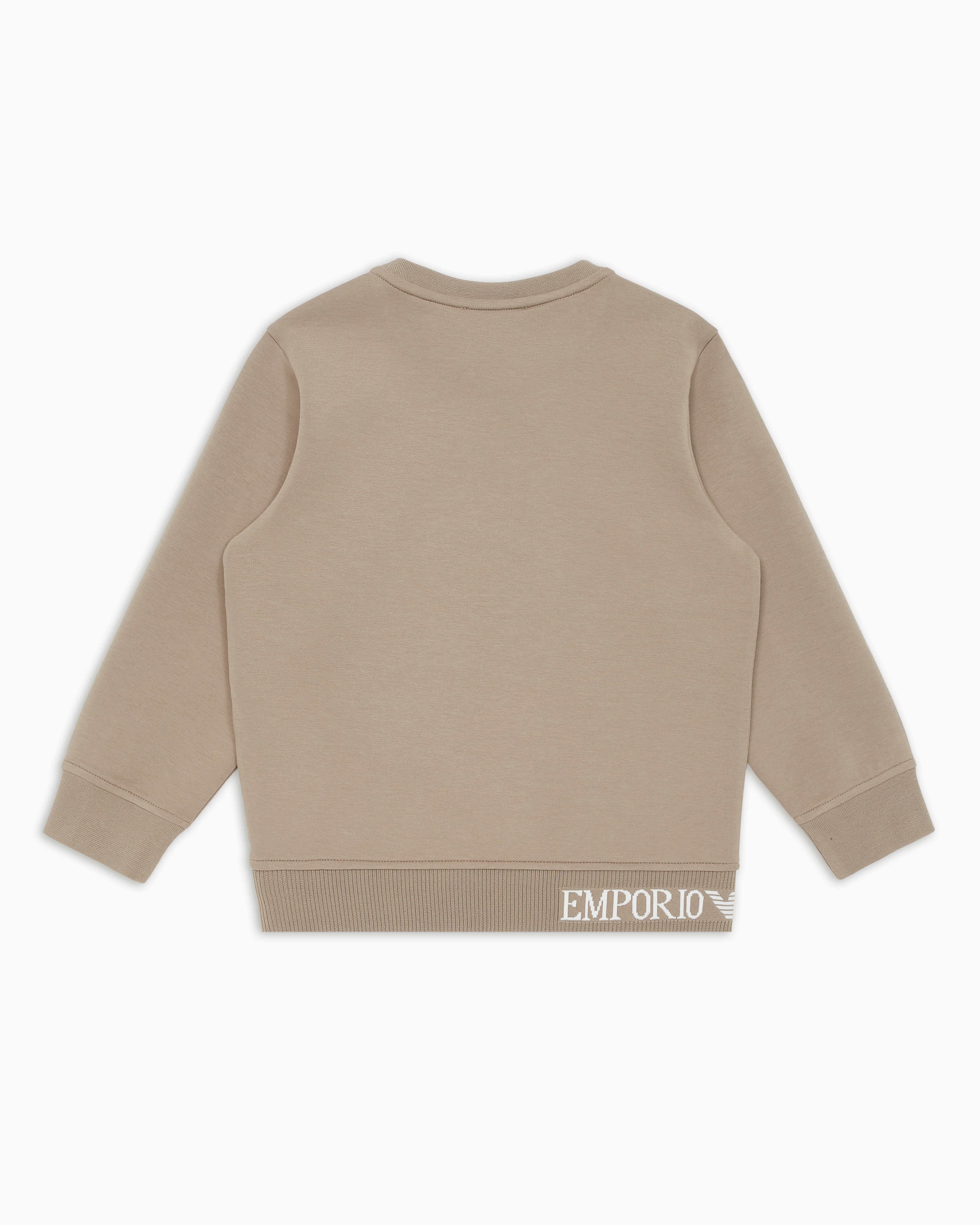 Shop Emporio Armani Comfort-fit, Double-jersey Sweatshirt With Jacquard Logo In Beige