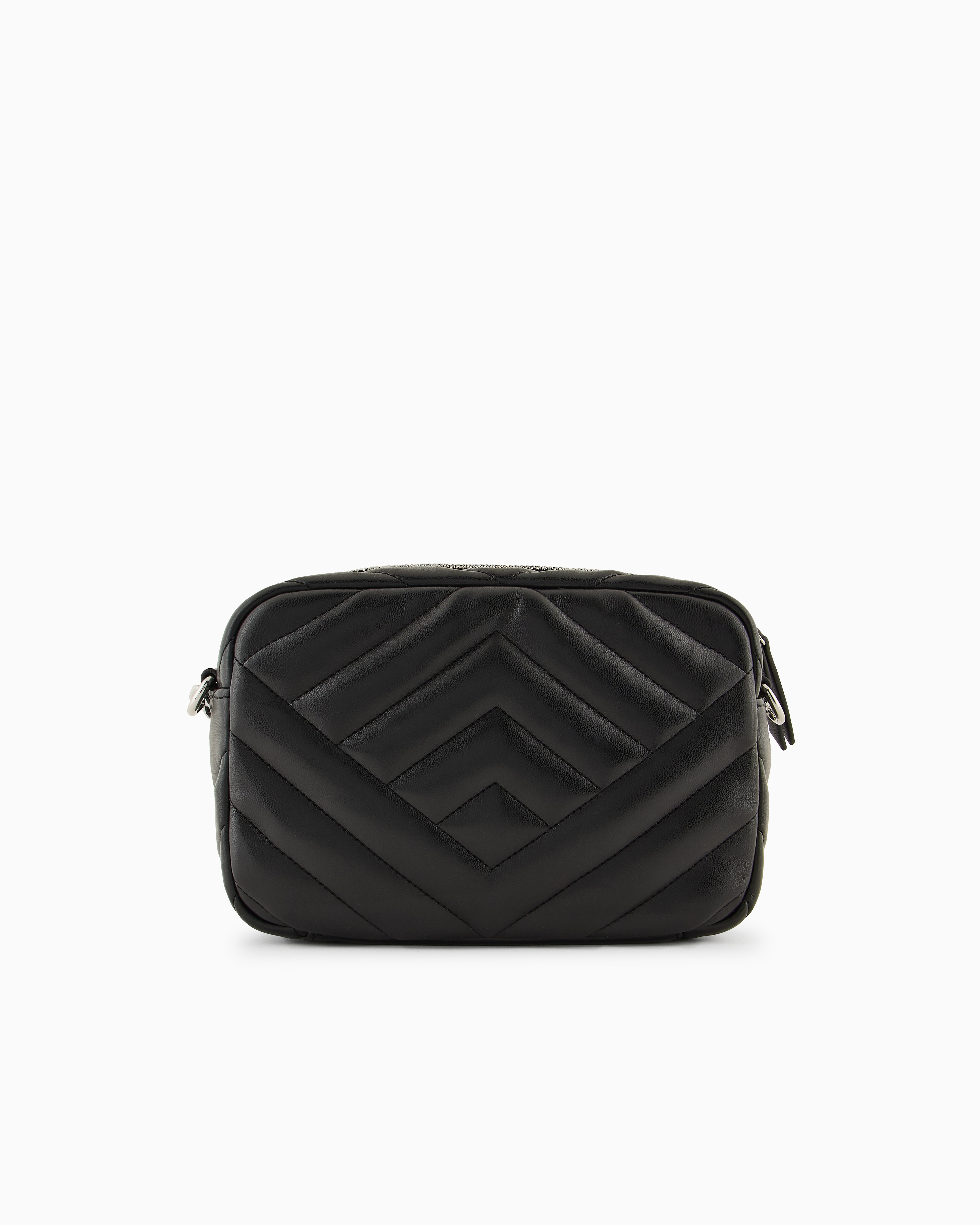 Armani Exchange Quilted Shoulder Bag With Chain Strap In Black