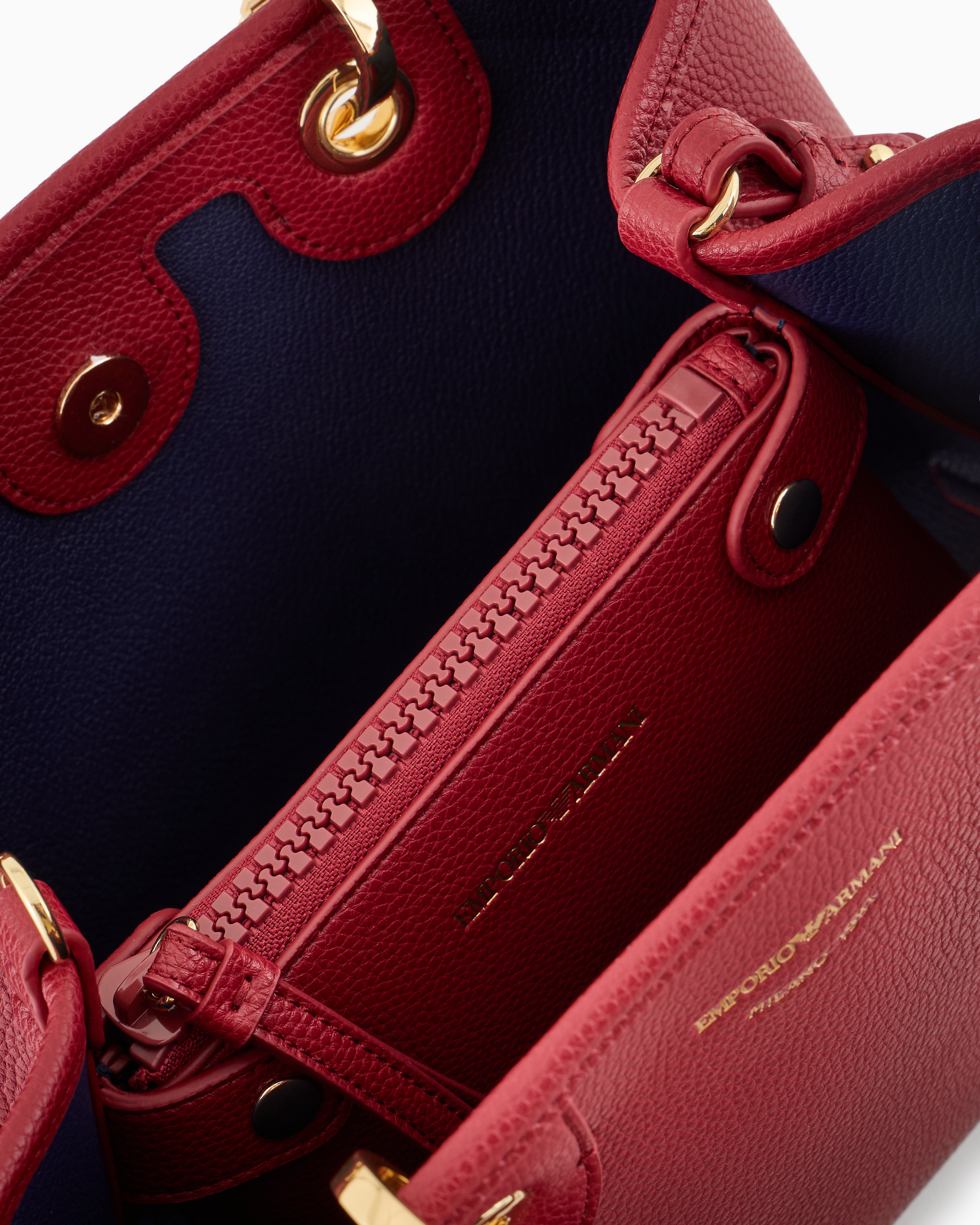 Emporio Armani Official Store Small Myea Shopper Bag With Deer Print In Bordeaux
