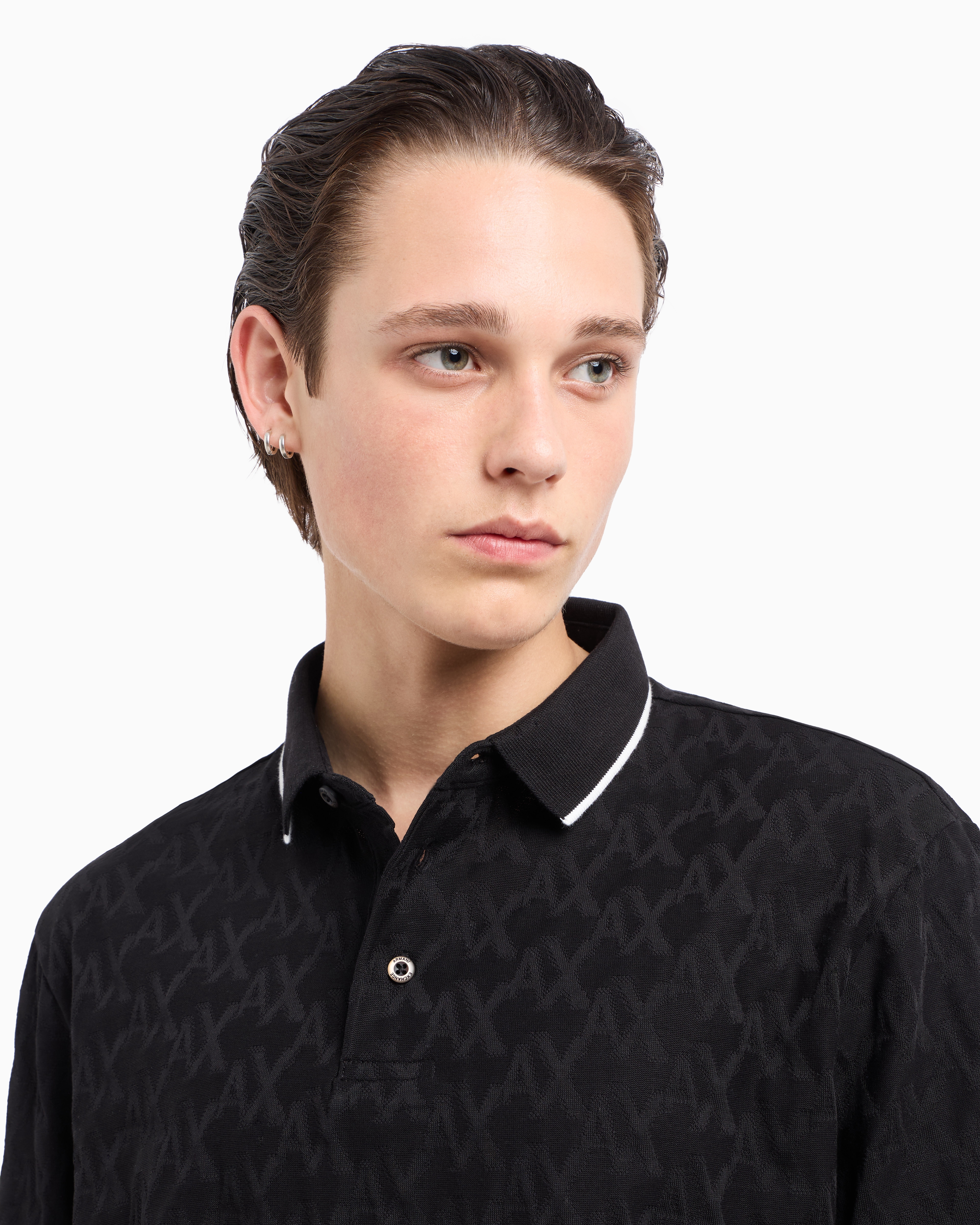 Shop Armani Exchange Asv Mercerized Cotton Regular Fit Polo In Black