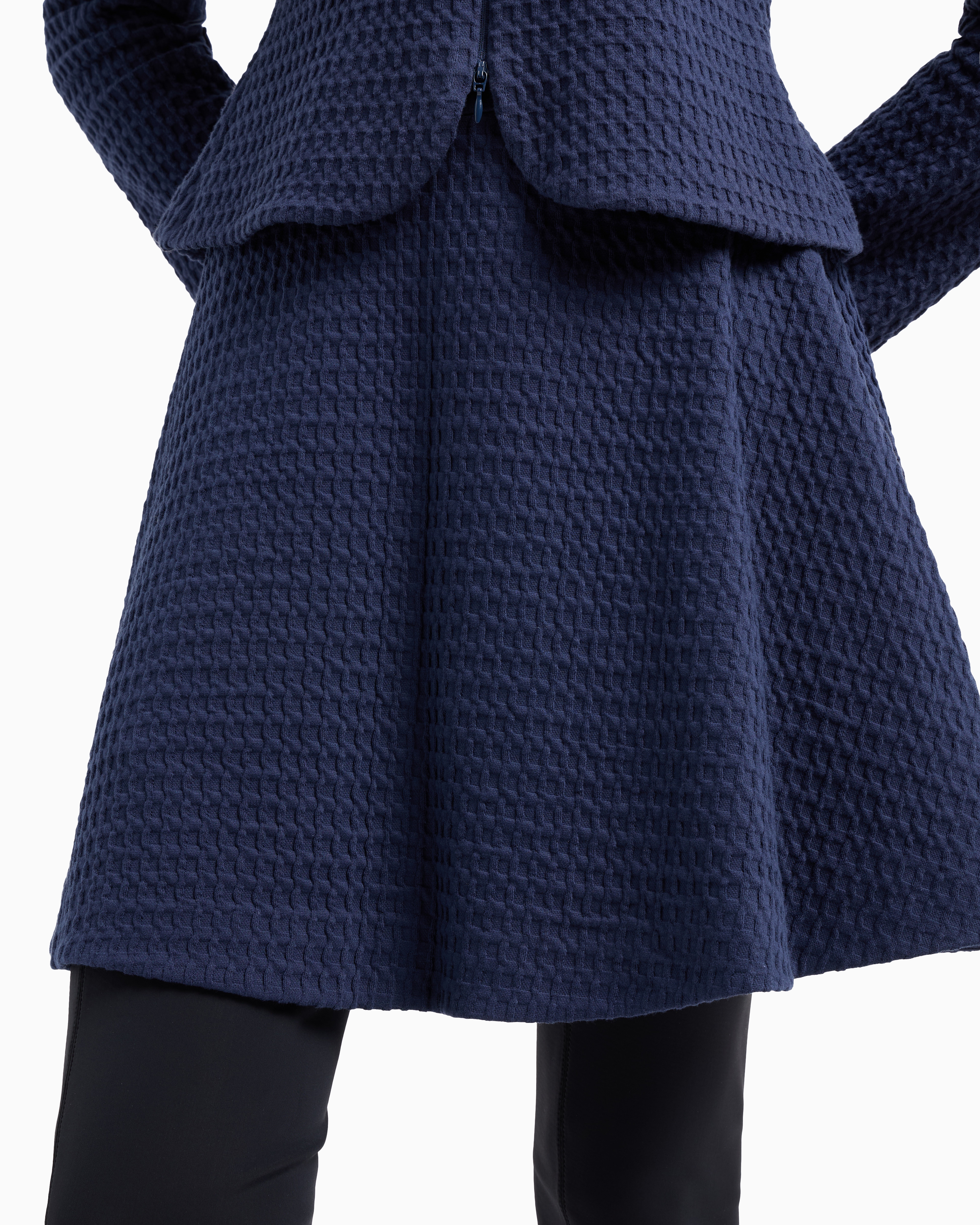 EMPORIO ARMANI WAFFLE-EFFECT KNIT FLARED SKIRT 