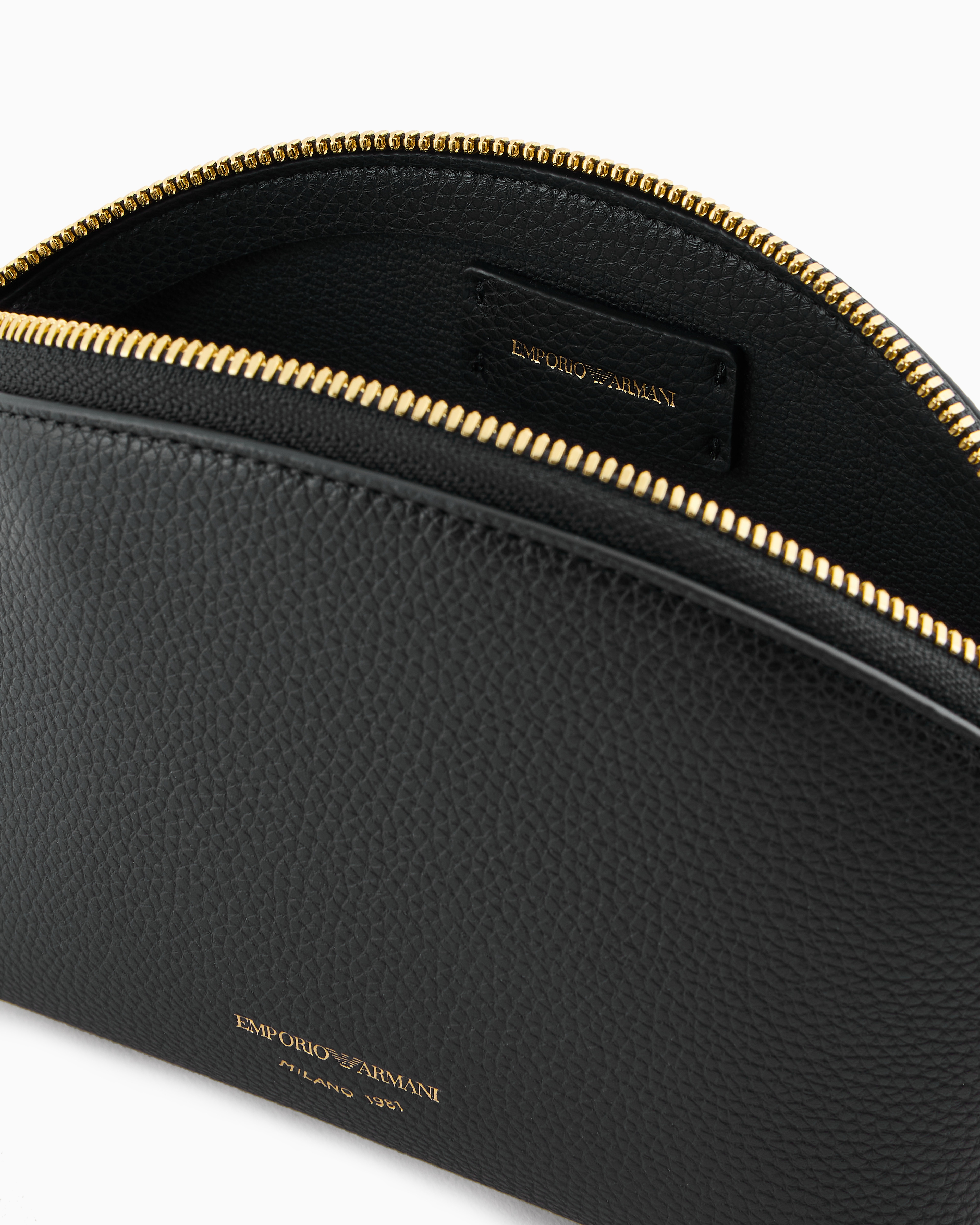 Emporio Armani Official Store Myea Deer-print Washbag In Black