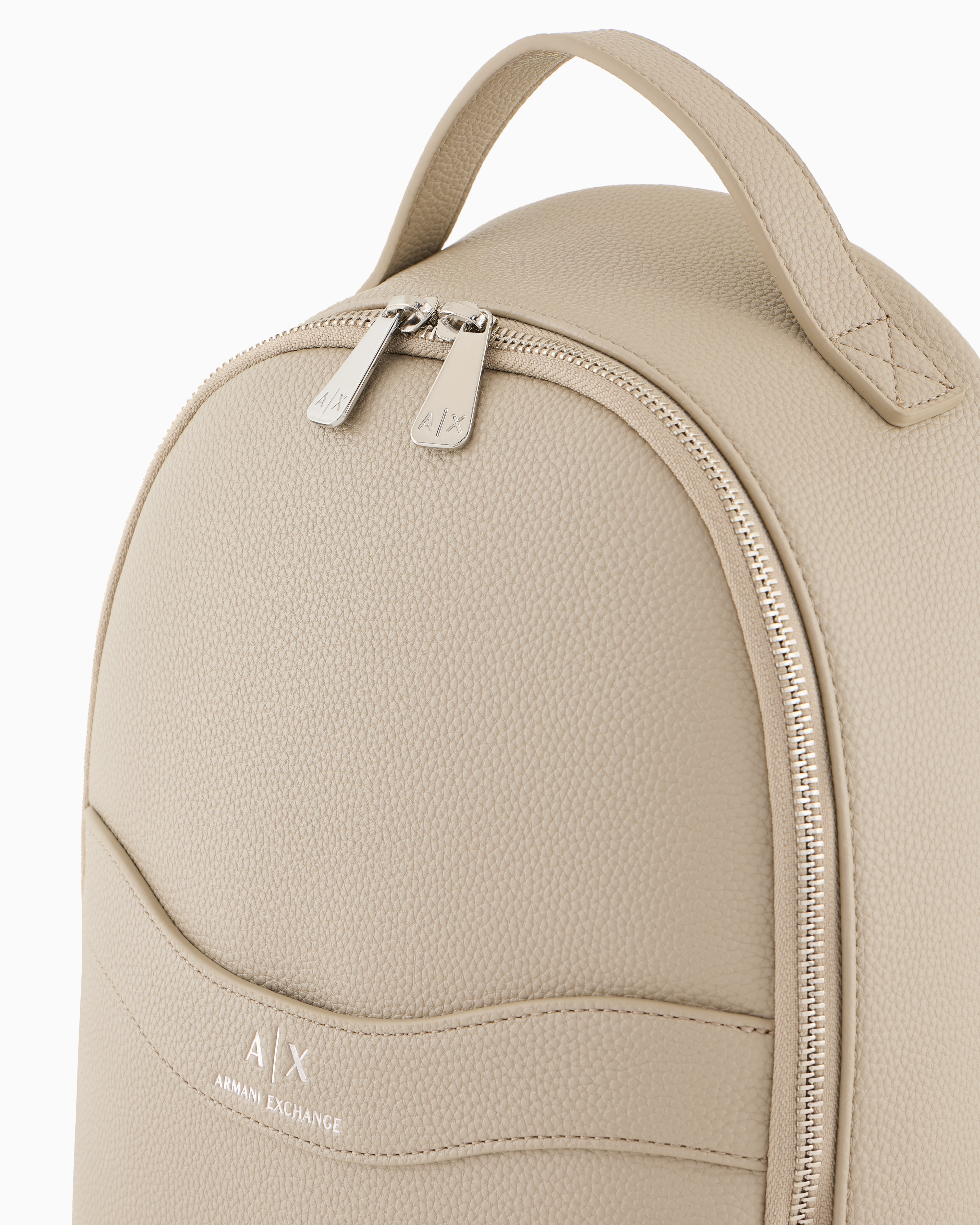 Shop Armani Exchange Garnet Material Backpack With Small Logo In Beige