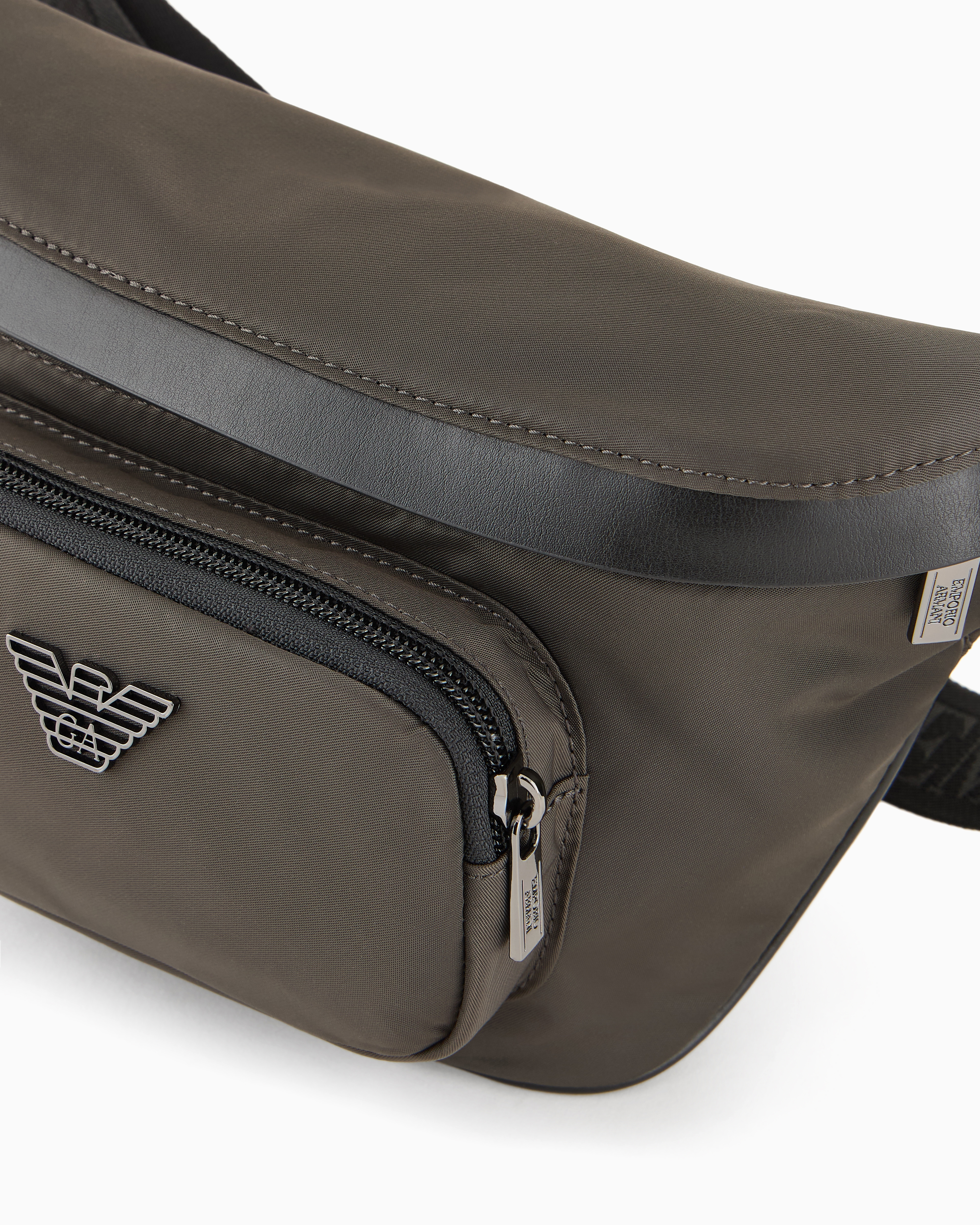 Emporio Armani Official Store Asv Recycled-nylon Belt Bag In Military Green