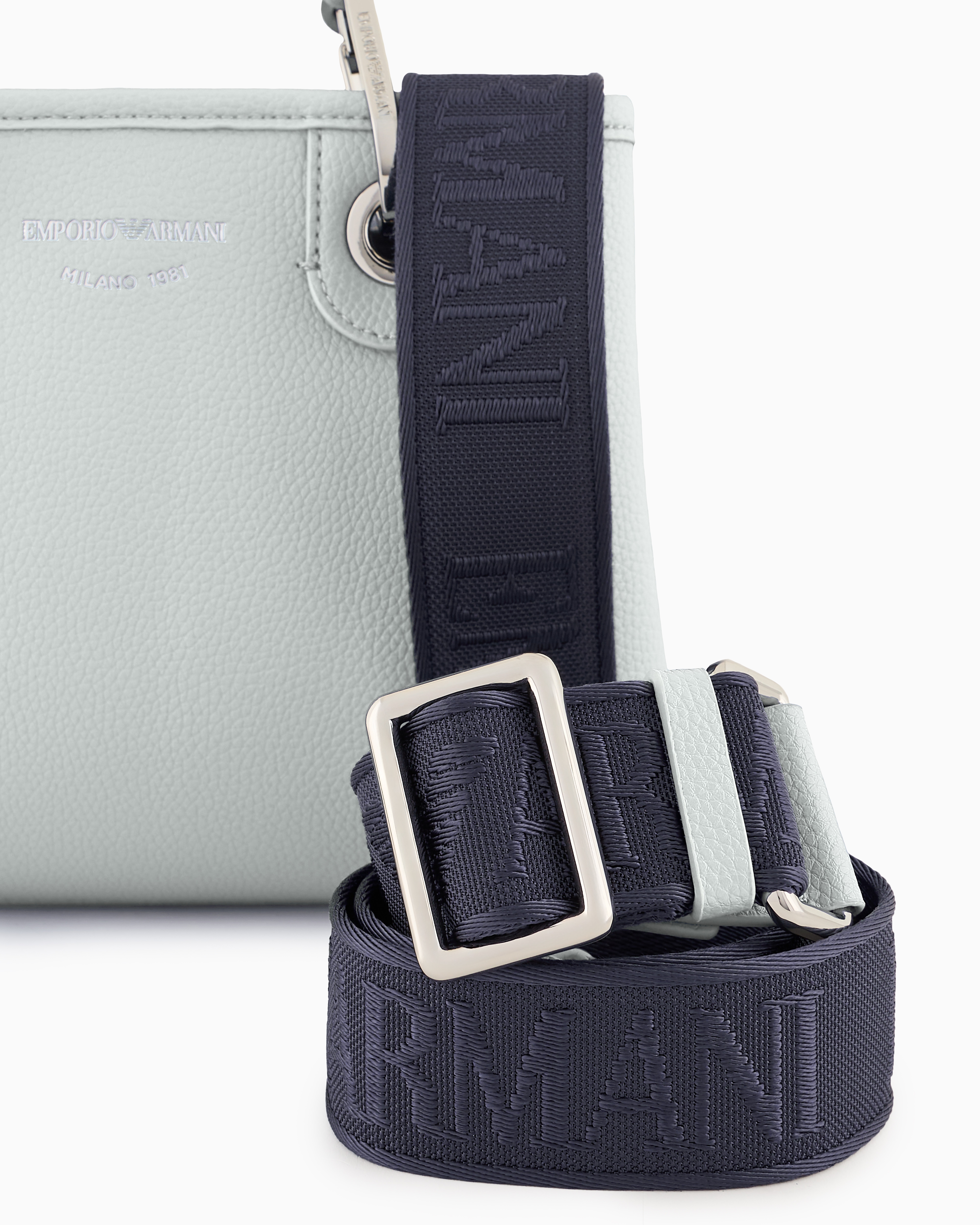Emporio Armani Official Store Deer-print Myea Mini Bag In Light Gray