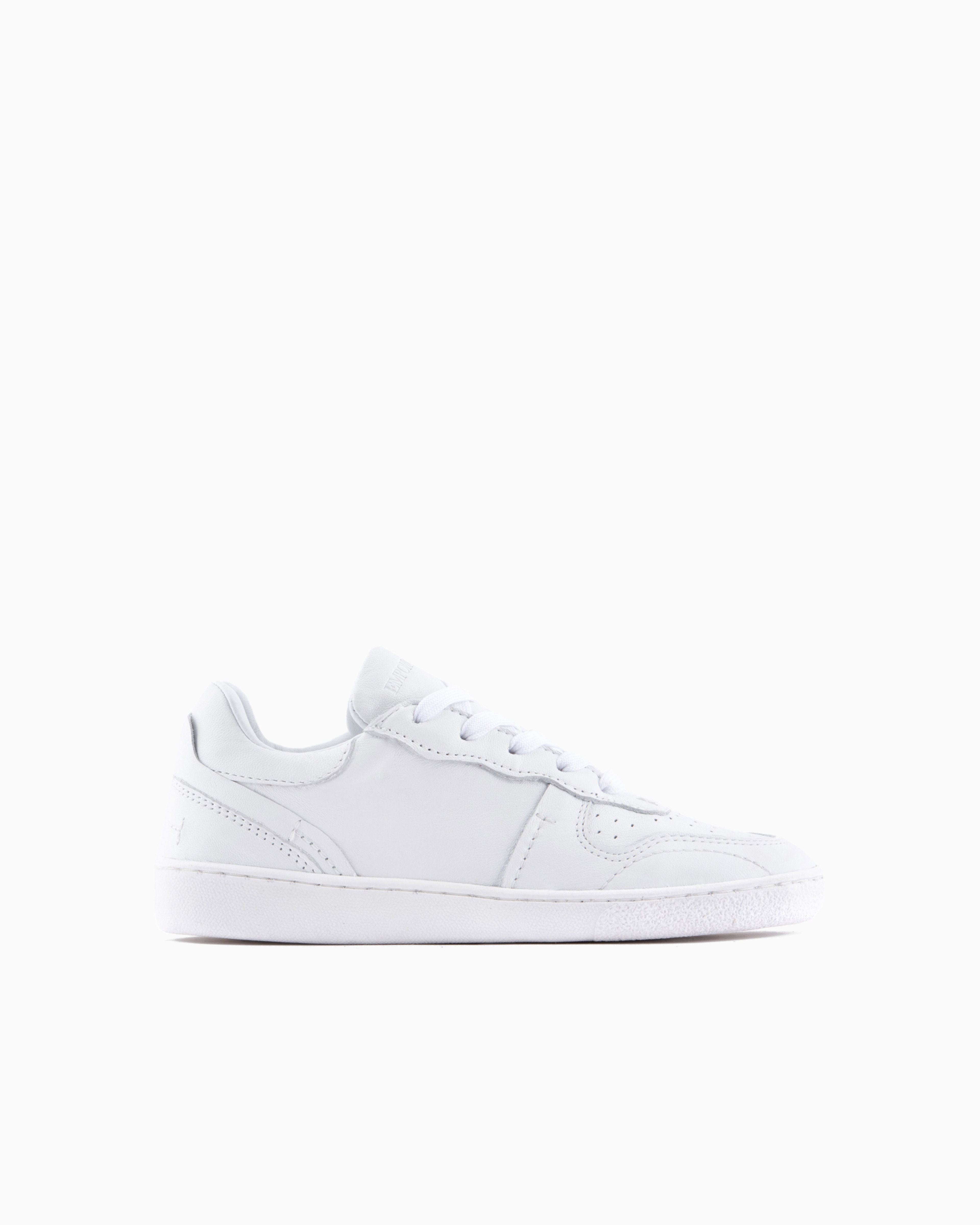 Emporio Armani Leather Sneakers With Perforations In White