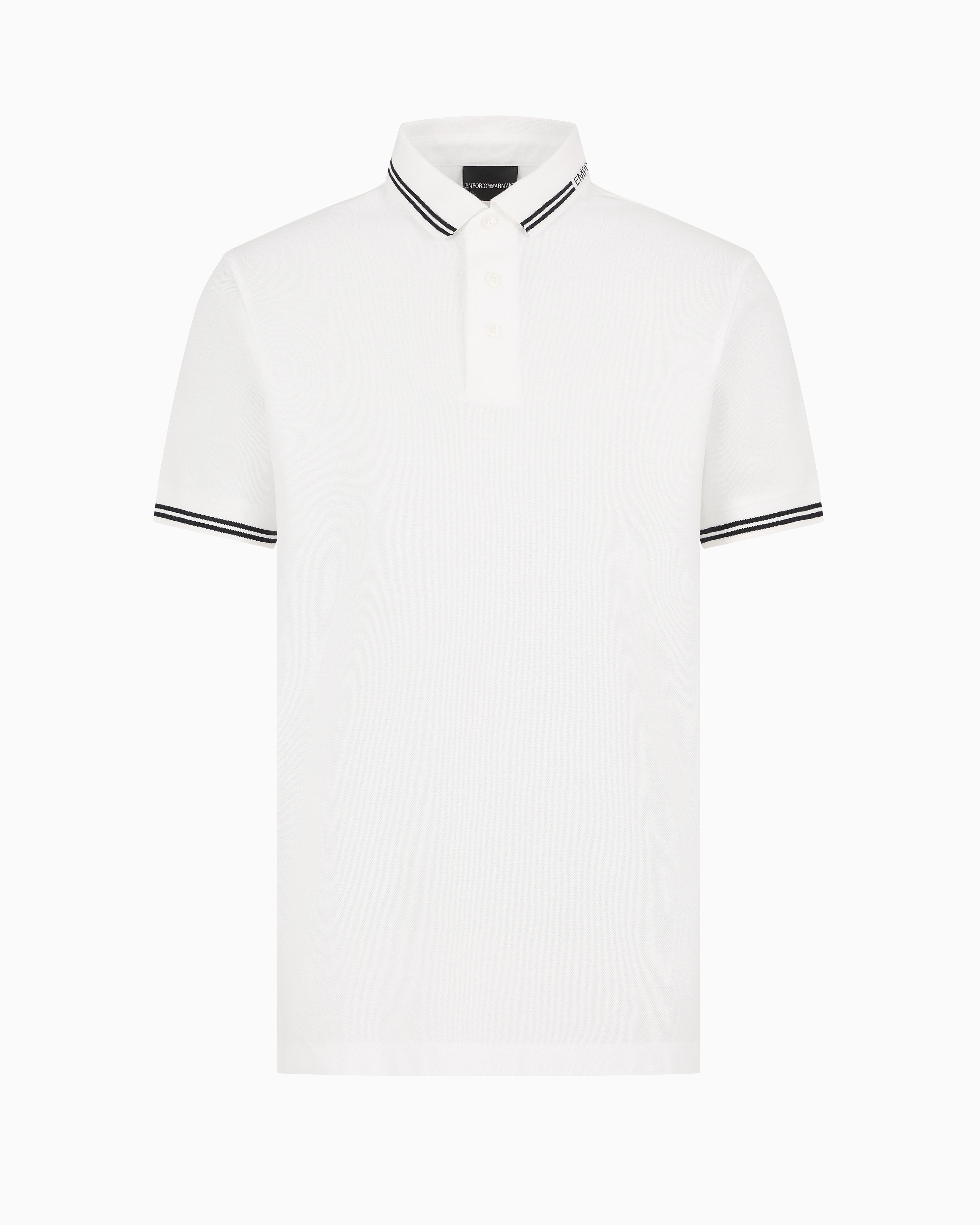 Emporio Armani Official Store Jersey Polo Shirt With Placed Logo In White