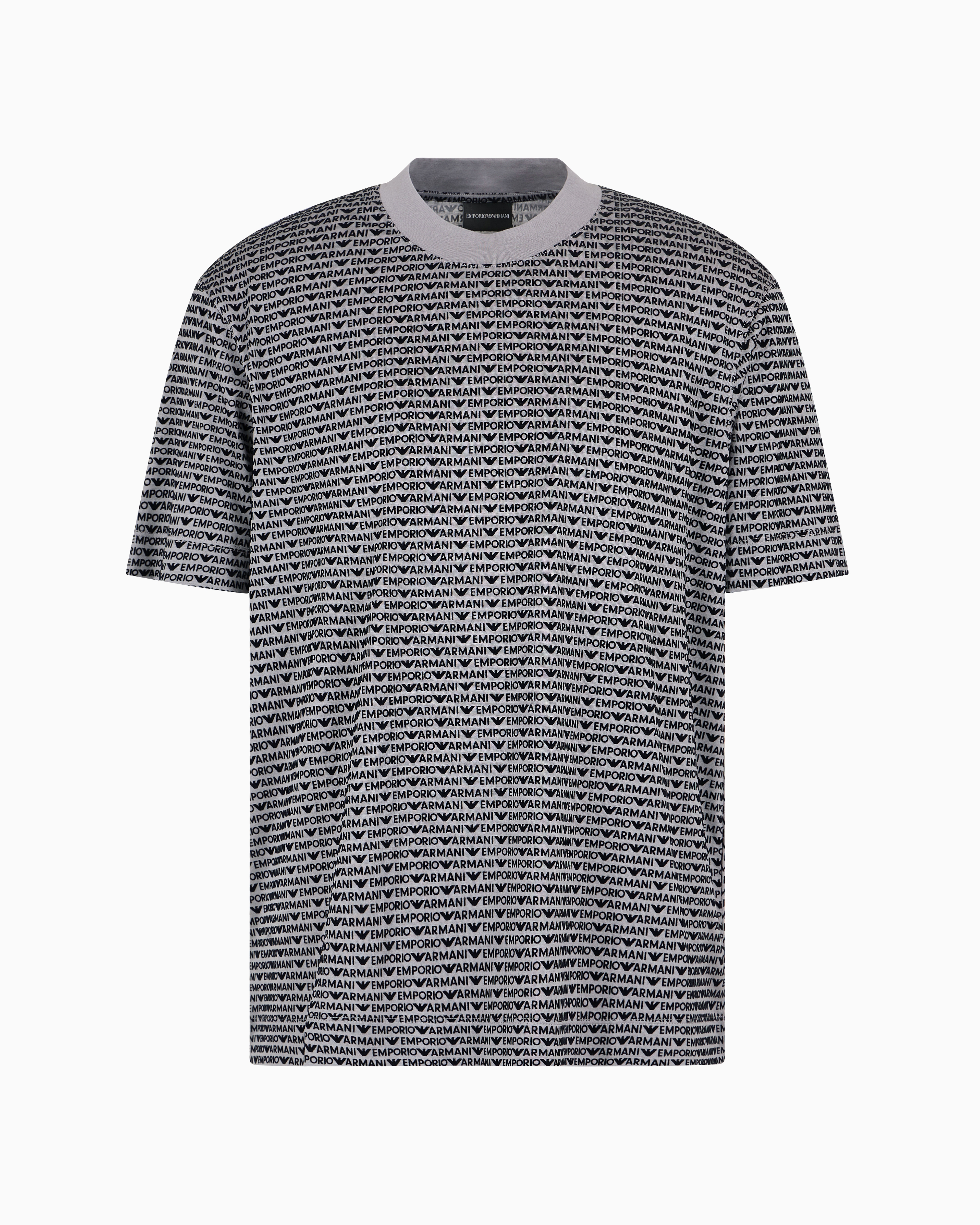 Emporio Armani Official Store Asv T-shirt Aus Einer Jersey-lyocell-mischung Mit Allover-logo In Flock-technik In Gray