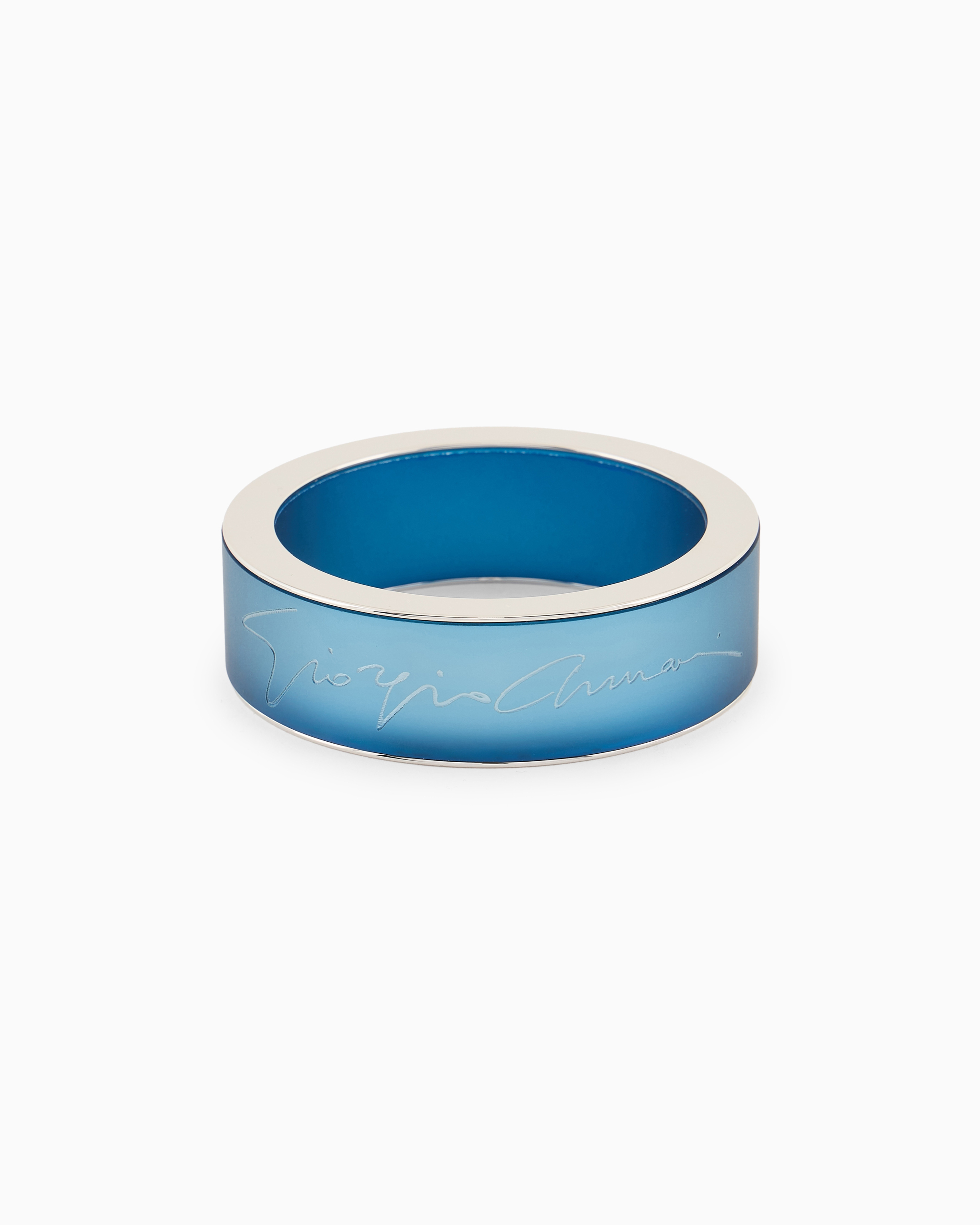 Giorgio Armani Official Store Bangle With Signature Logo In Azure