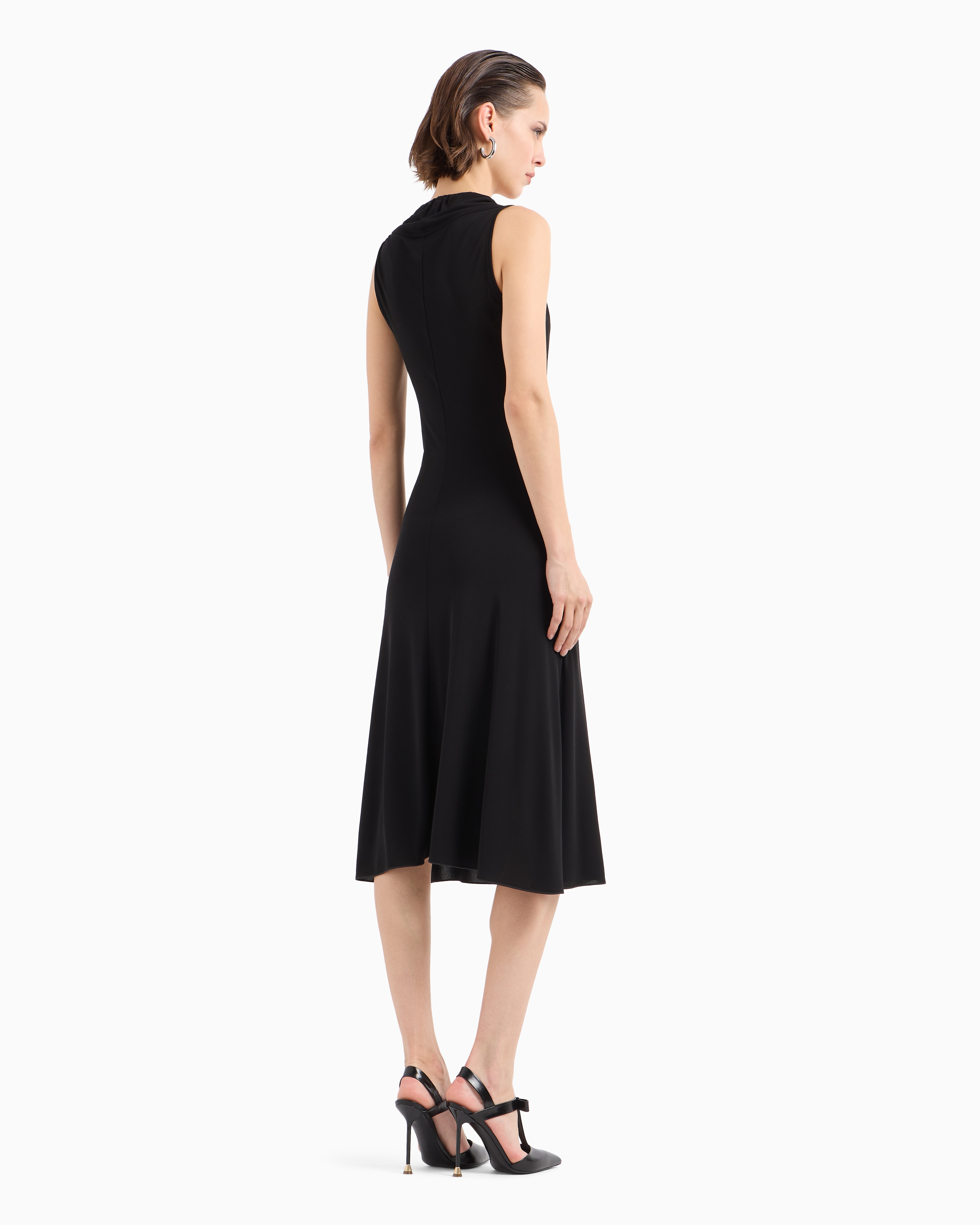 Shop Giorgio Armani Asv Crêpe-feel Viscose-jersey Midi Dress In Black