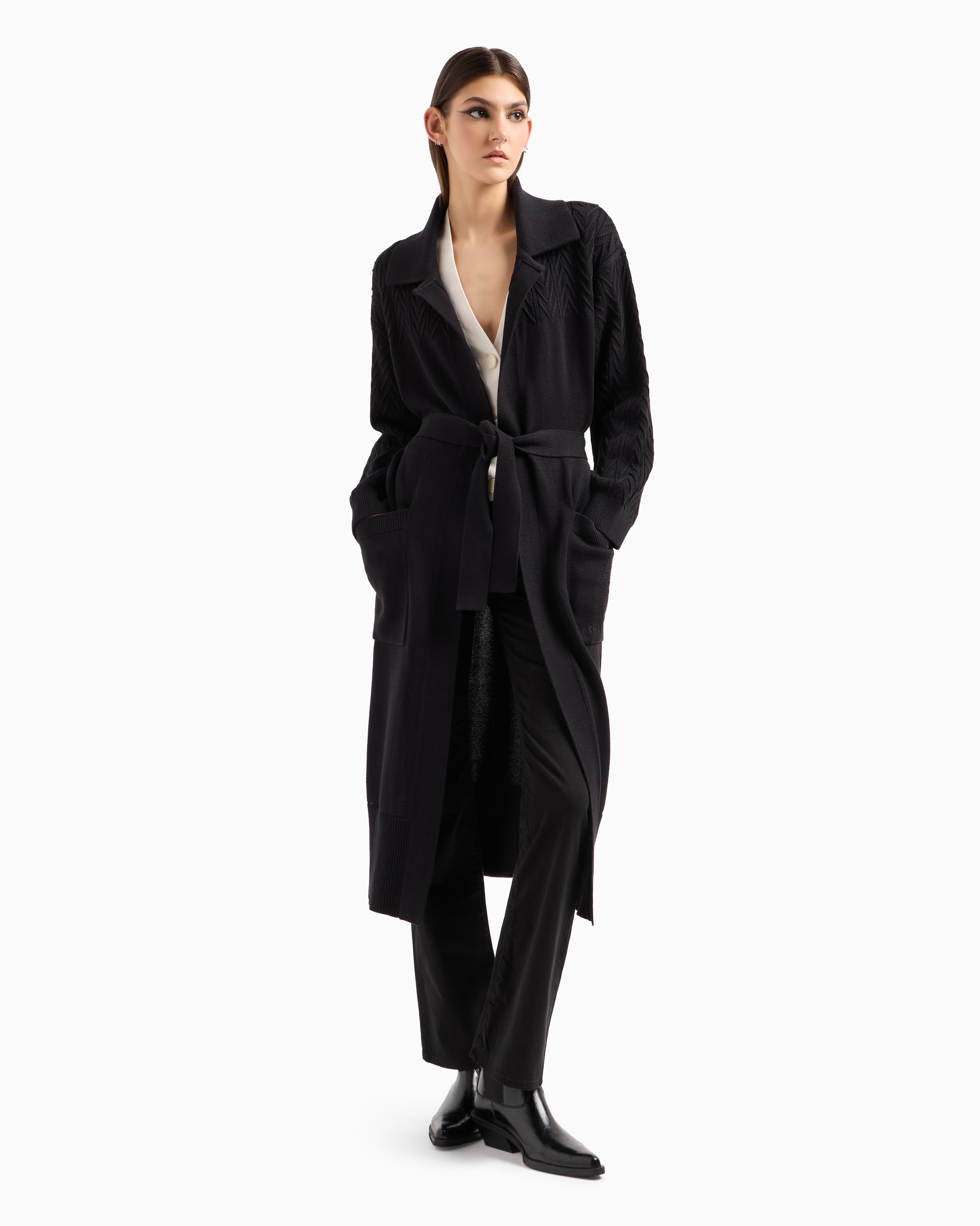 ARMANI EXCHANGE ASV LONG MAXI-CARDIGAN WITH BELT 