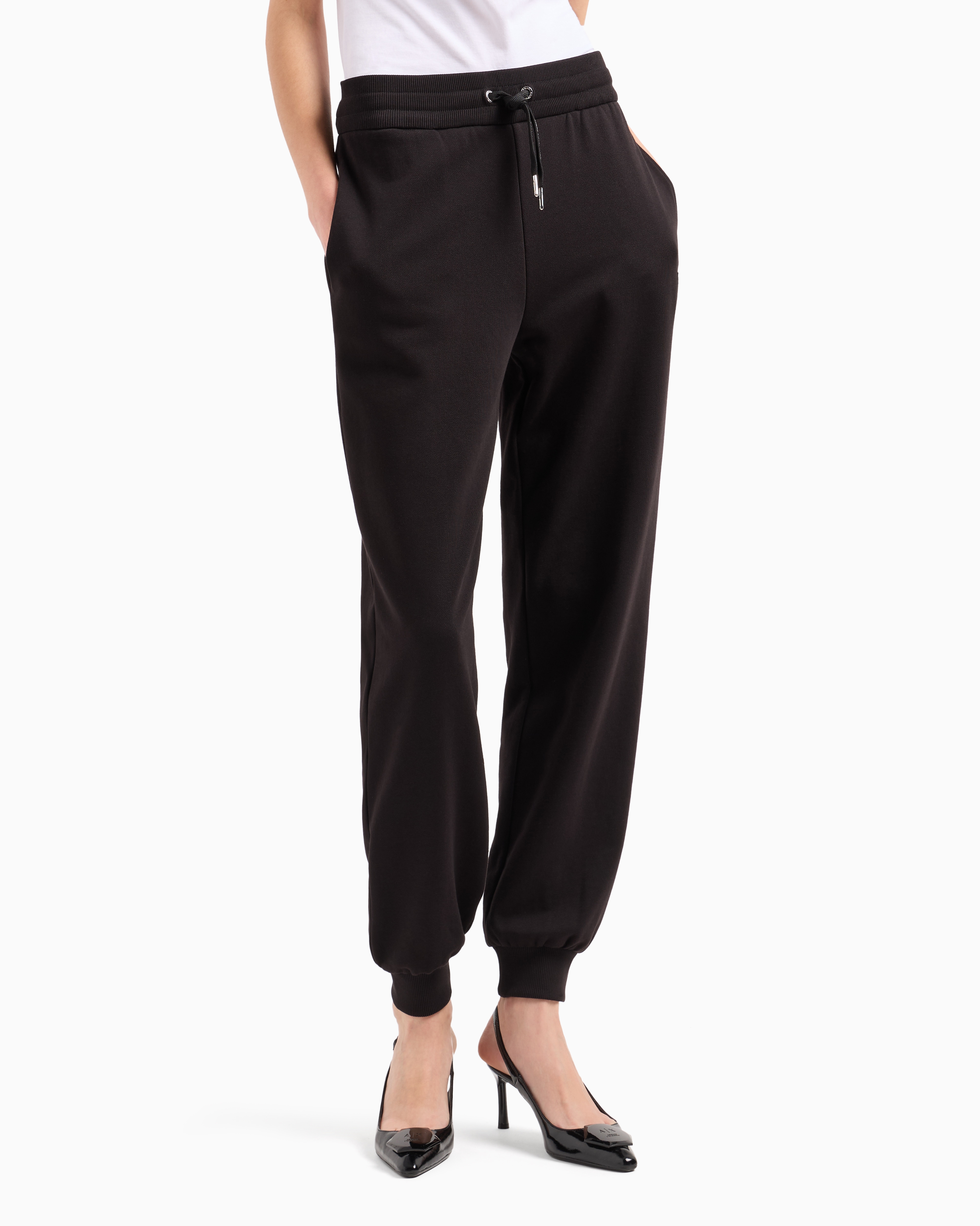 Shop Armani Exchange Jogger Pants With Logo Label In Black