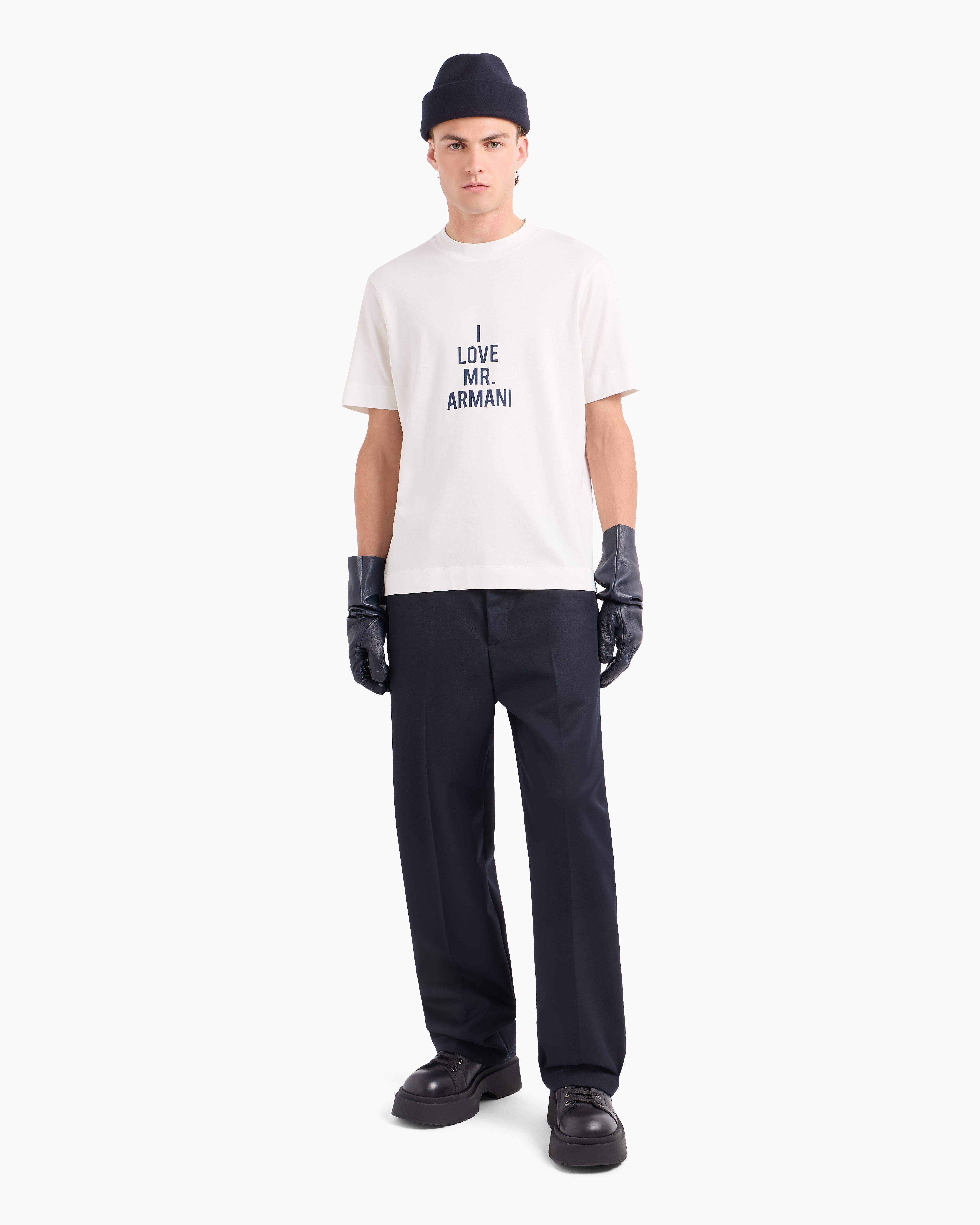 Emporio Armani Official Store Lightweight Jersey T-shirt With I Love Mr Armani Asv Print In White