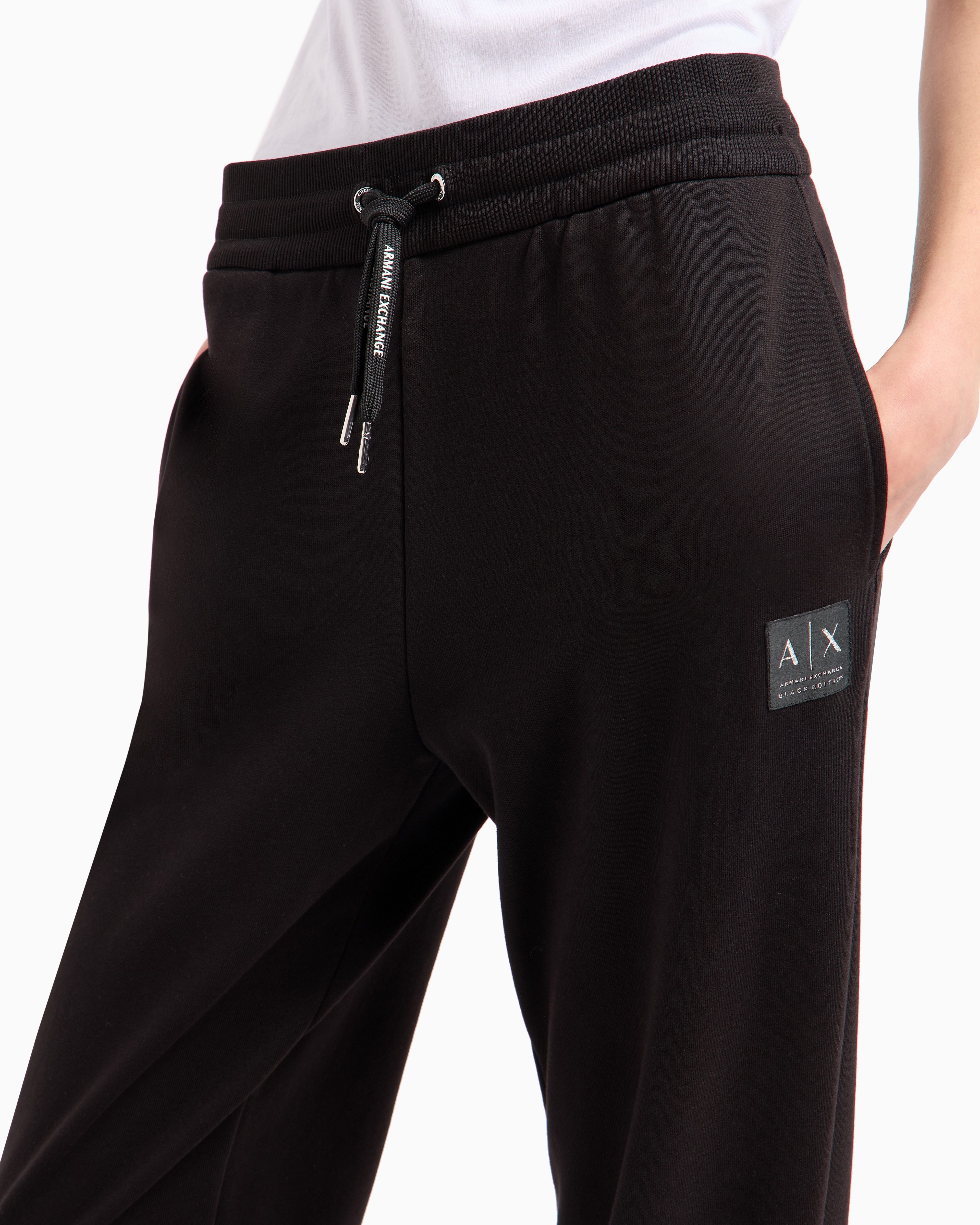 Shop Armani Exchange Jogger Pants With Logo Label In Black