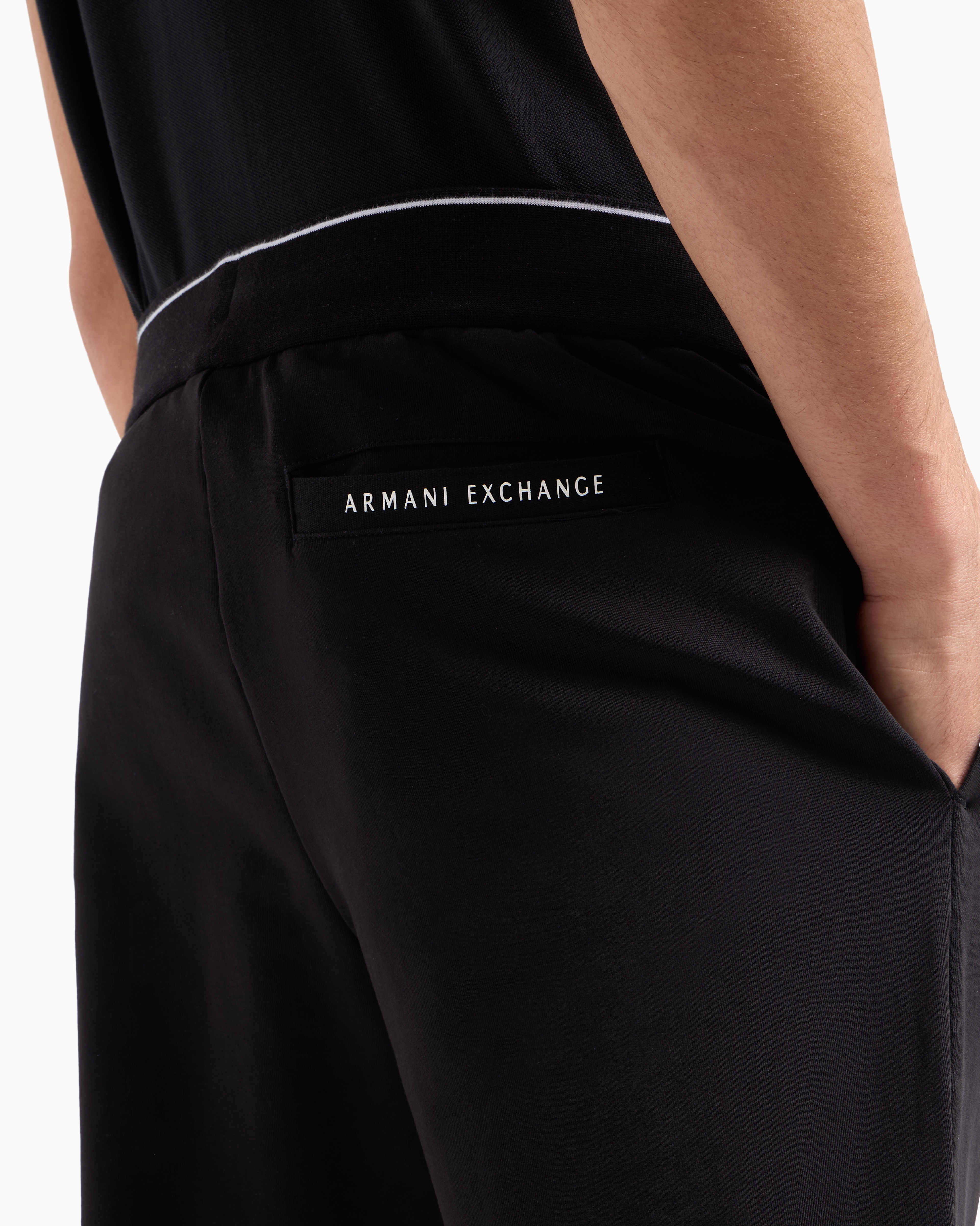 Armani Exchange Ribbed-edge Track Trousers In Black