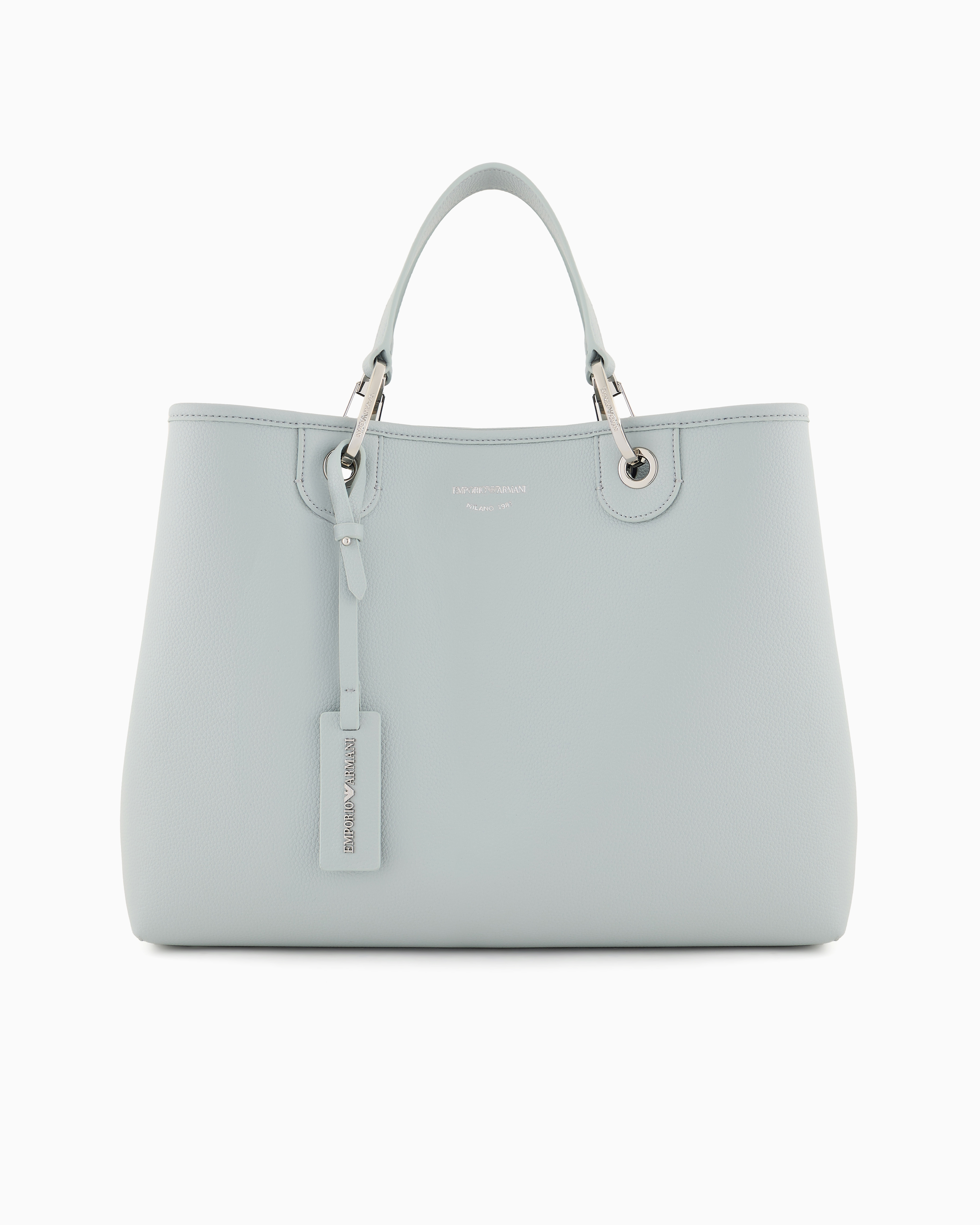 Emporio Armani Official Store Medium Myea Shopper Bag With Deer Print In Light Gray