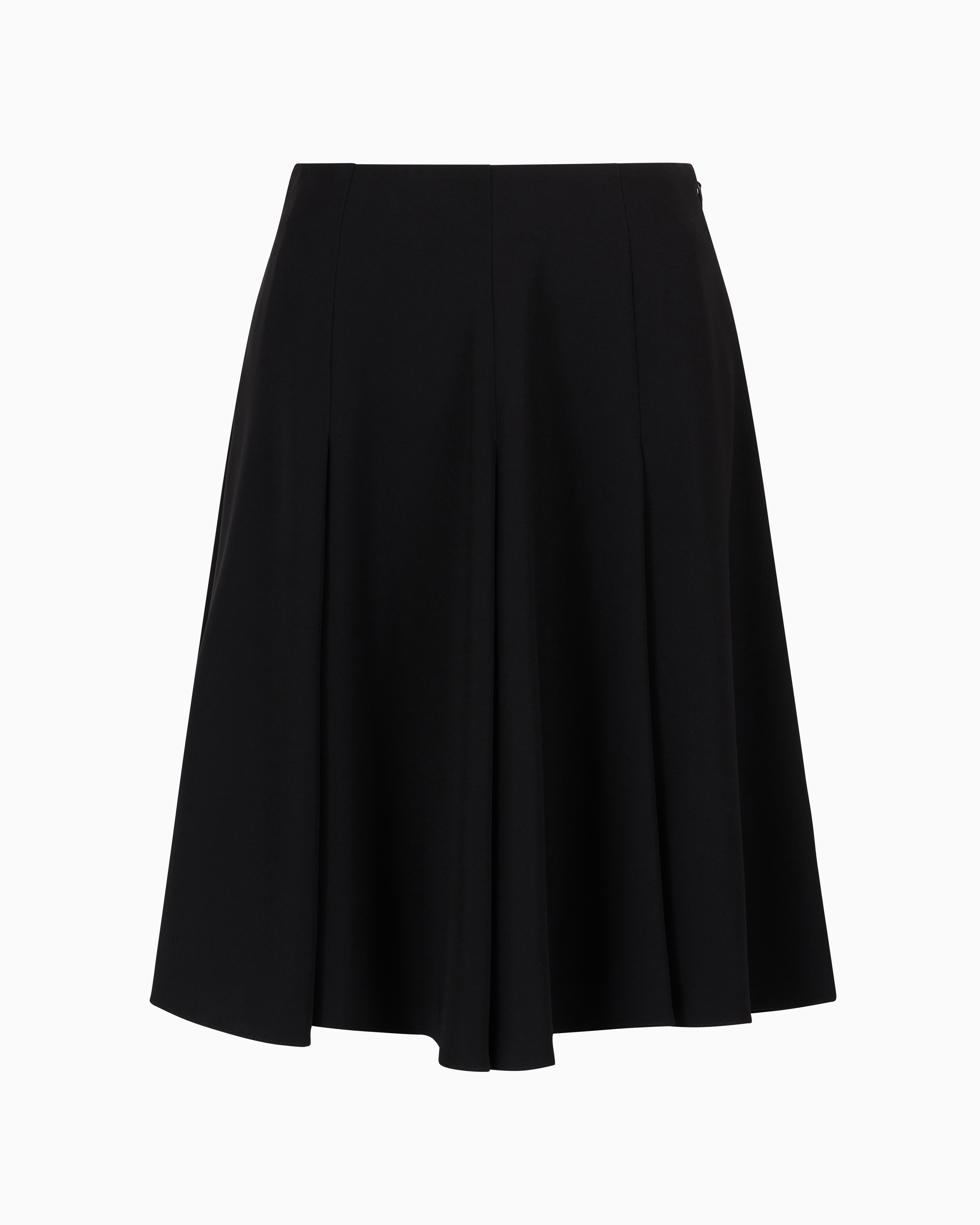 Emporio Armani Official Store Technical-cady Pleated Skirt In Black