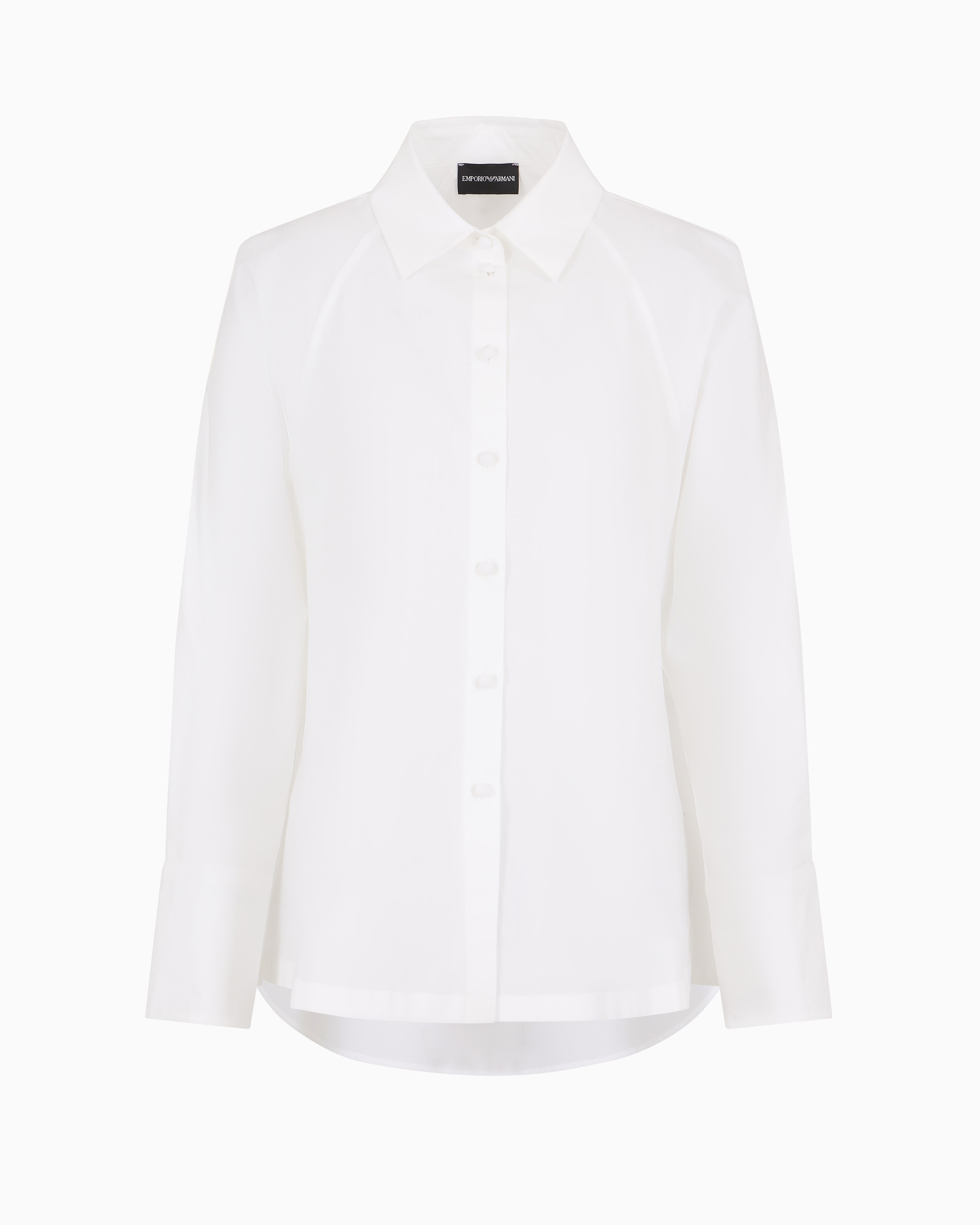 Emporio Armani Official Store Poplin Shirt With Asymmetric Hem And Stretch Peplum In White