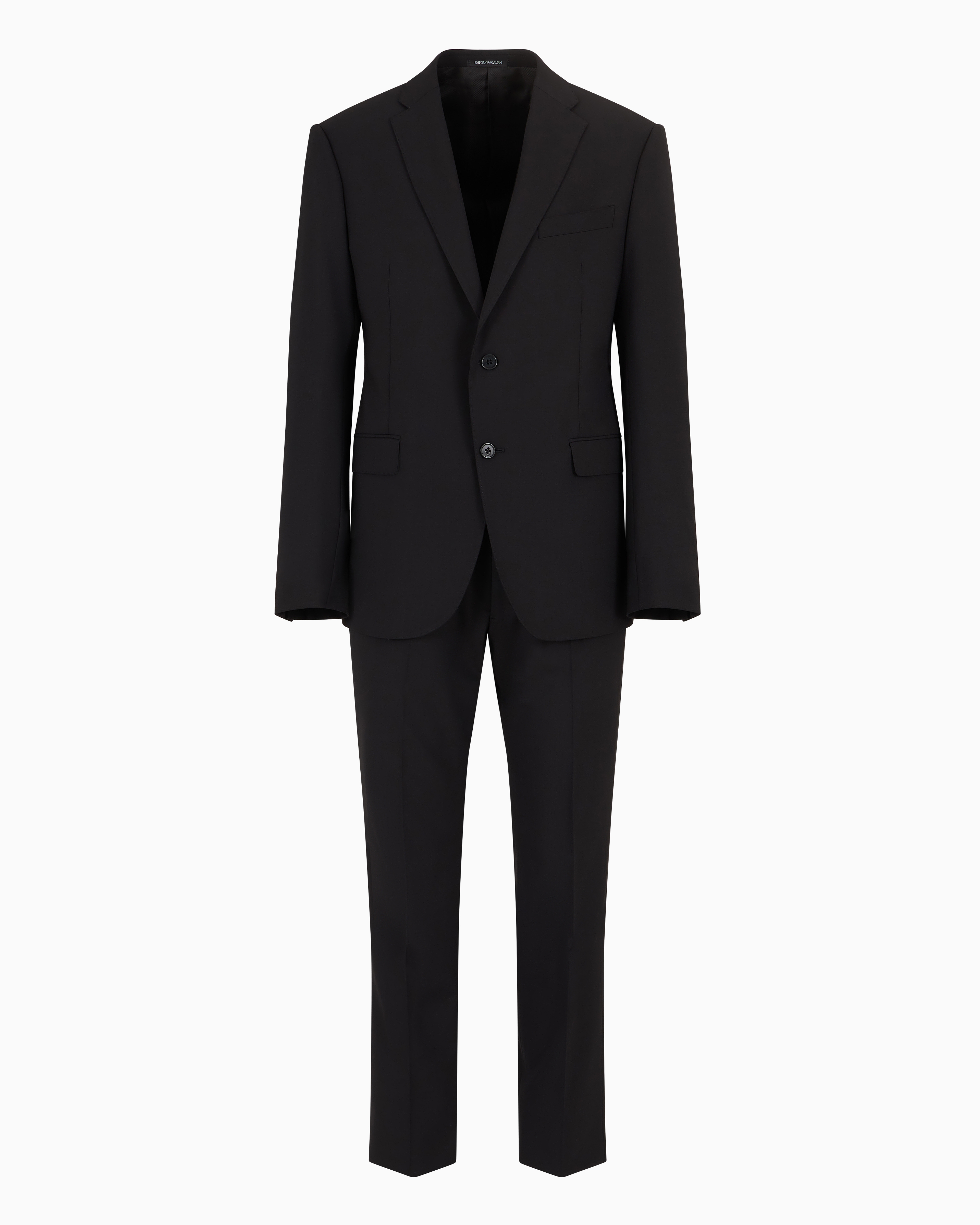 Emporio Armani Single-breasted Suit In Virgin-wool Two-way Stretch Canvas In Black