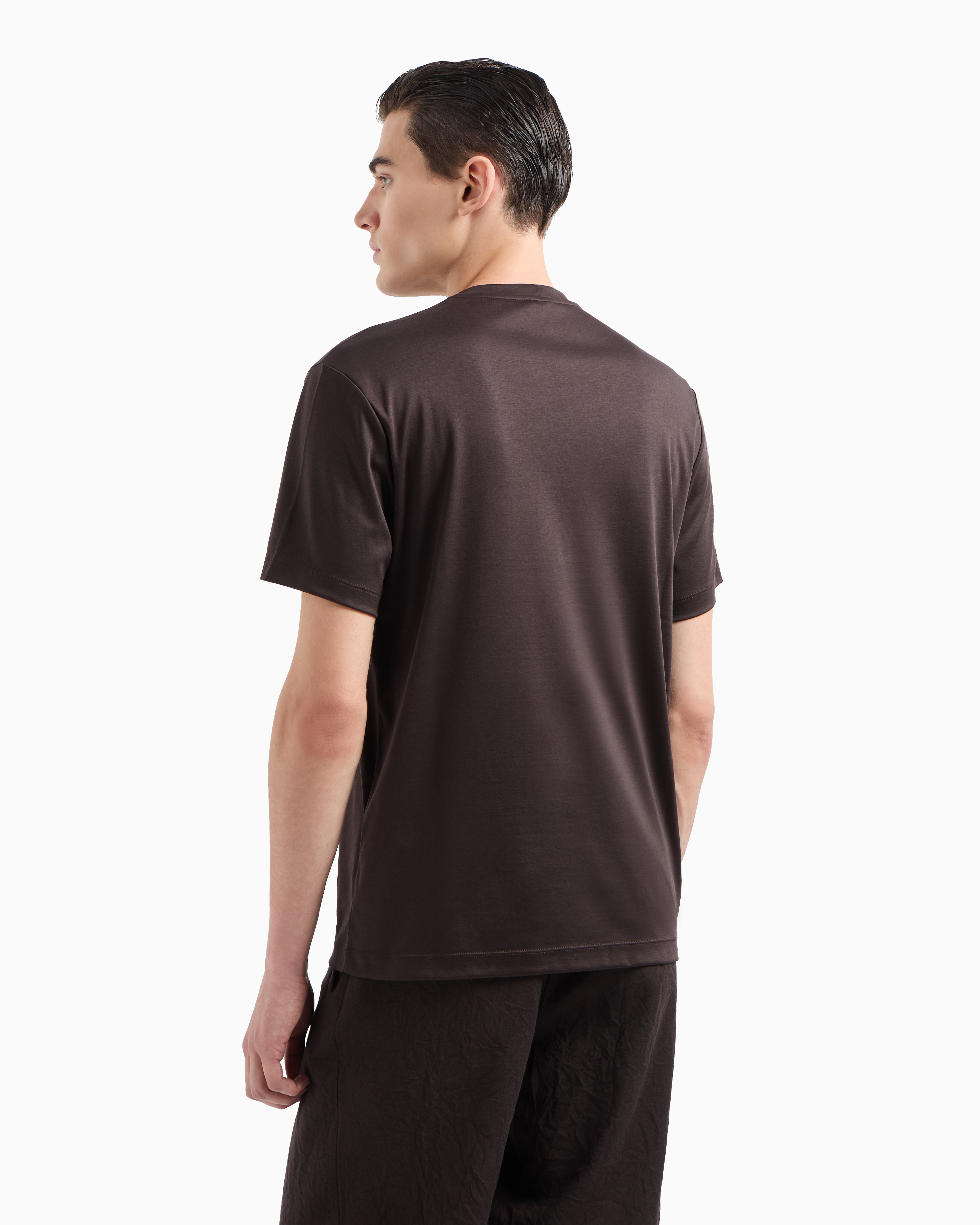 GIORGIO ARMANI COTTON-INTERLOCK T-SHIRT WITH EMBROIDERED LOGO