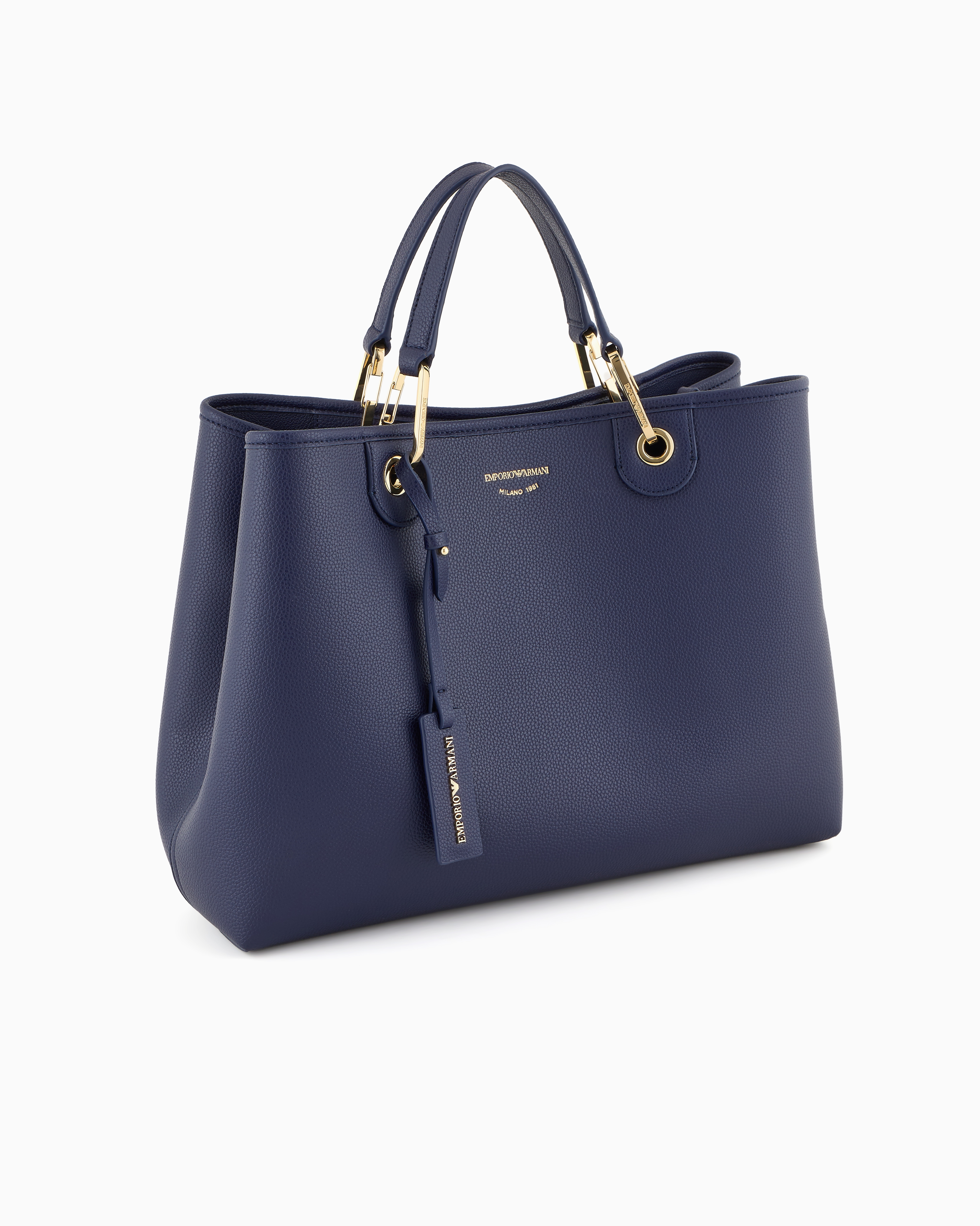 Emporio Armani Official Store Medium Myea Shopper Bag With Deer Print In Bleu
