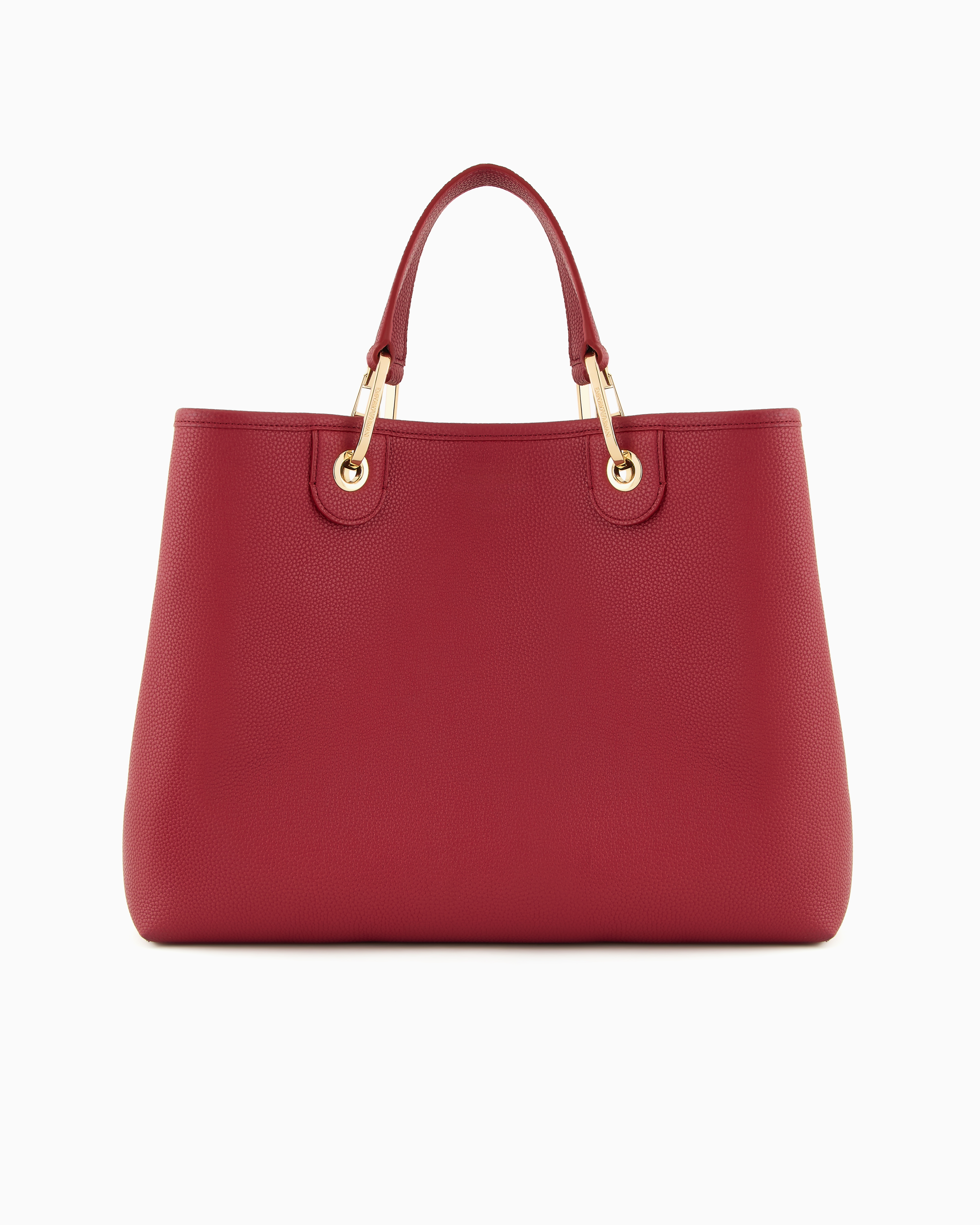 Emporio Armani Medium Myea Shopper Bag With Deer Print In Burgundy