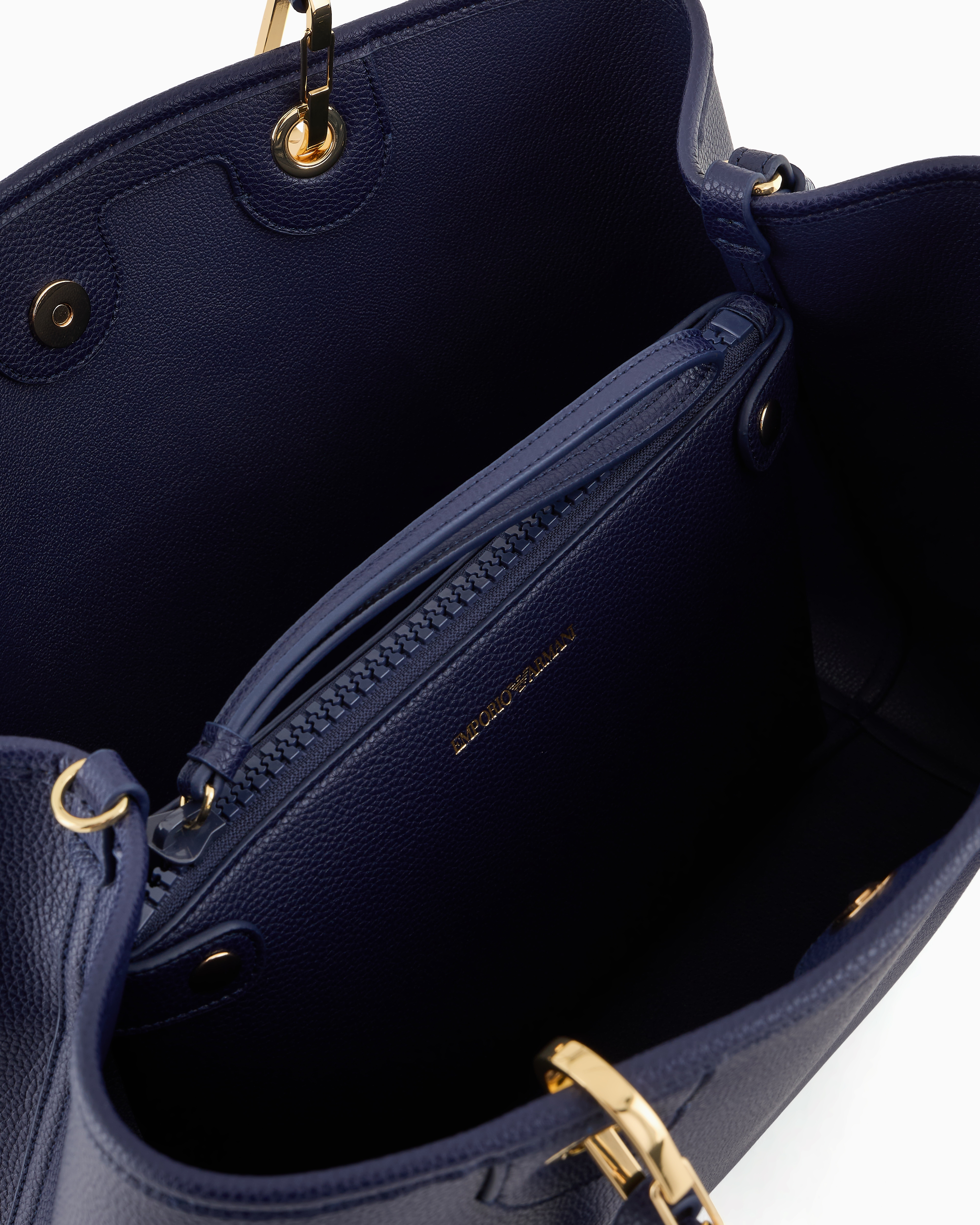 Emporio Armani Official Store Medium Myea Shopper Bag With Deer Print In Bleu