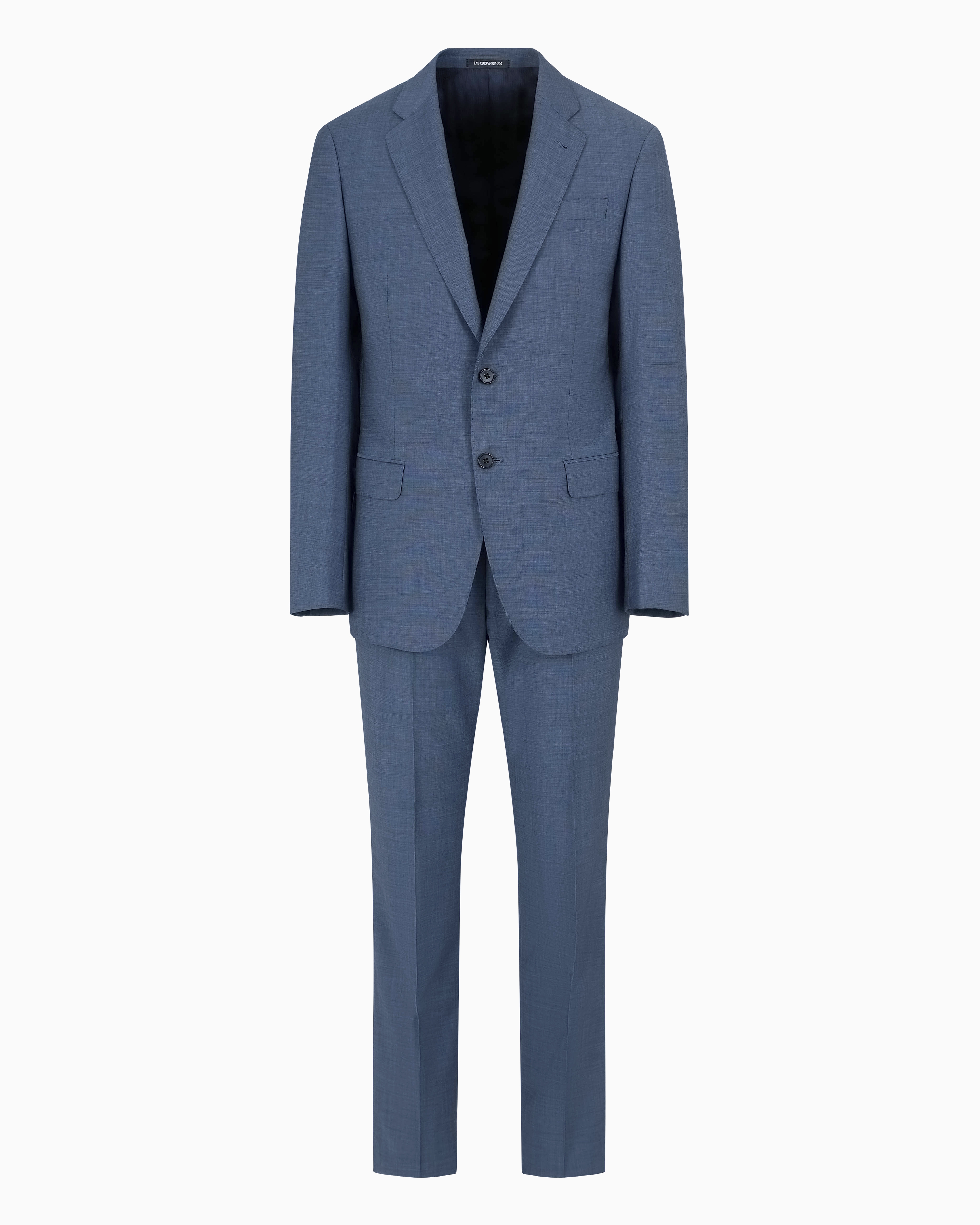 EMPORIO ARMANI SINGLE-BREASTED, COMFORT-FIT SUIT IN FIL-À-FIL VIRGIN-WOOL CANVAS 