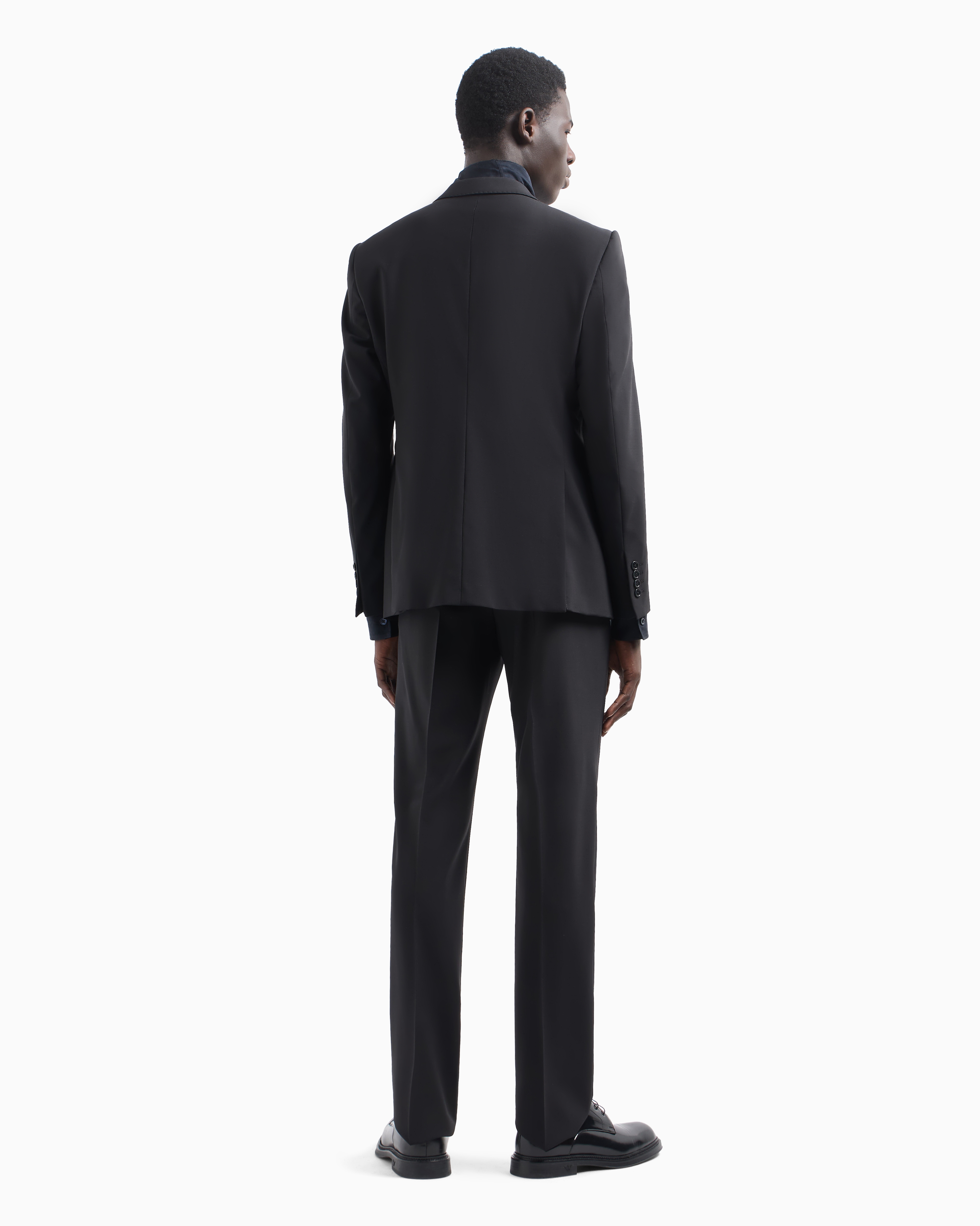 Emporio Armani Single-breasted Suit In Virgin-wool Two-way Stretch Canvas In Black