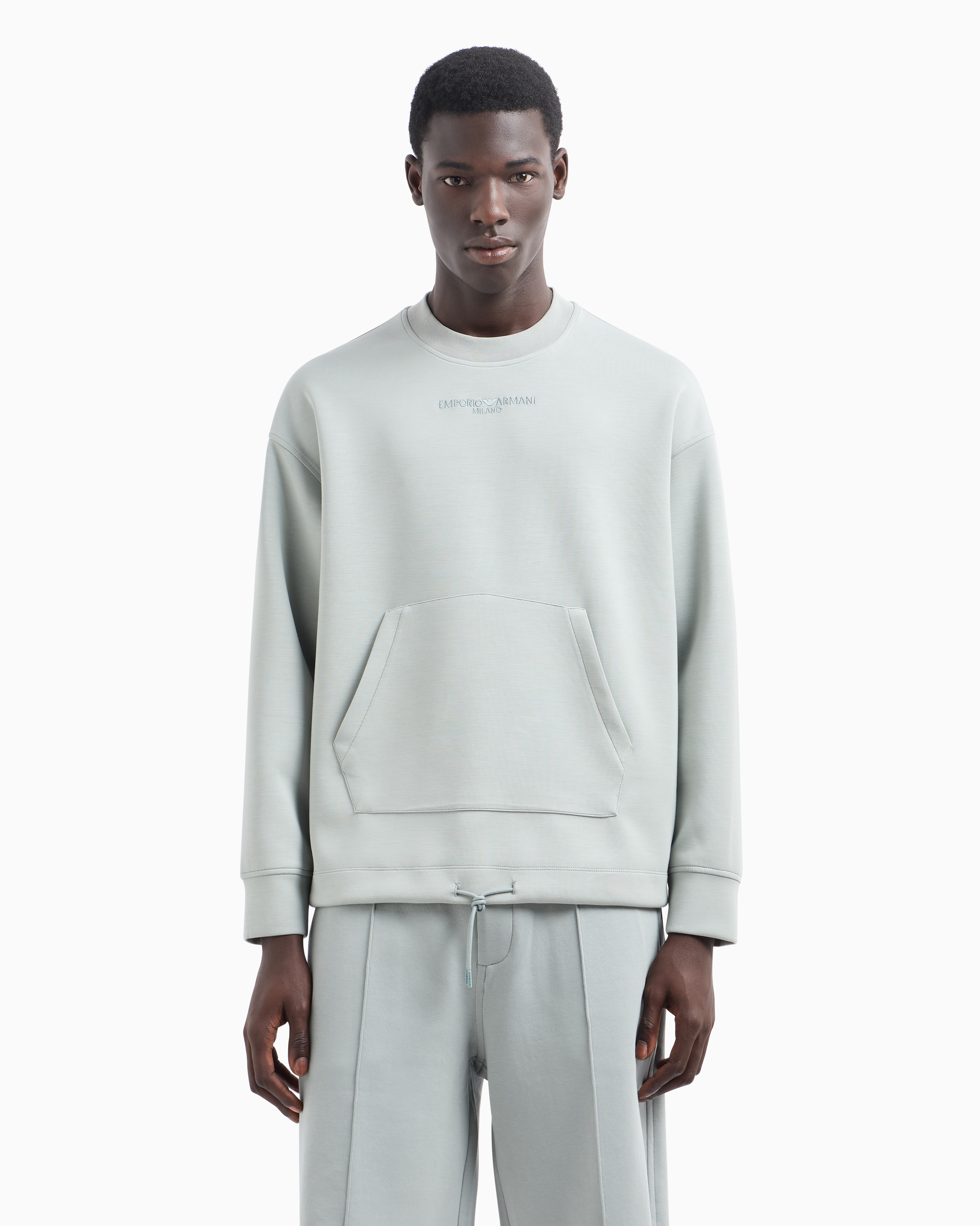 EMPORIO ARMANI MODAL-BLEND JERSEY SWEATSHIRT WITH LOGO EMBROIDERY AND A POUCH POCKET 