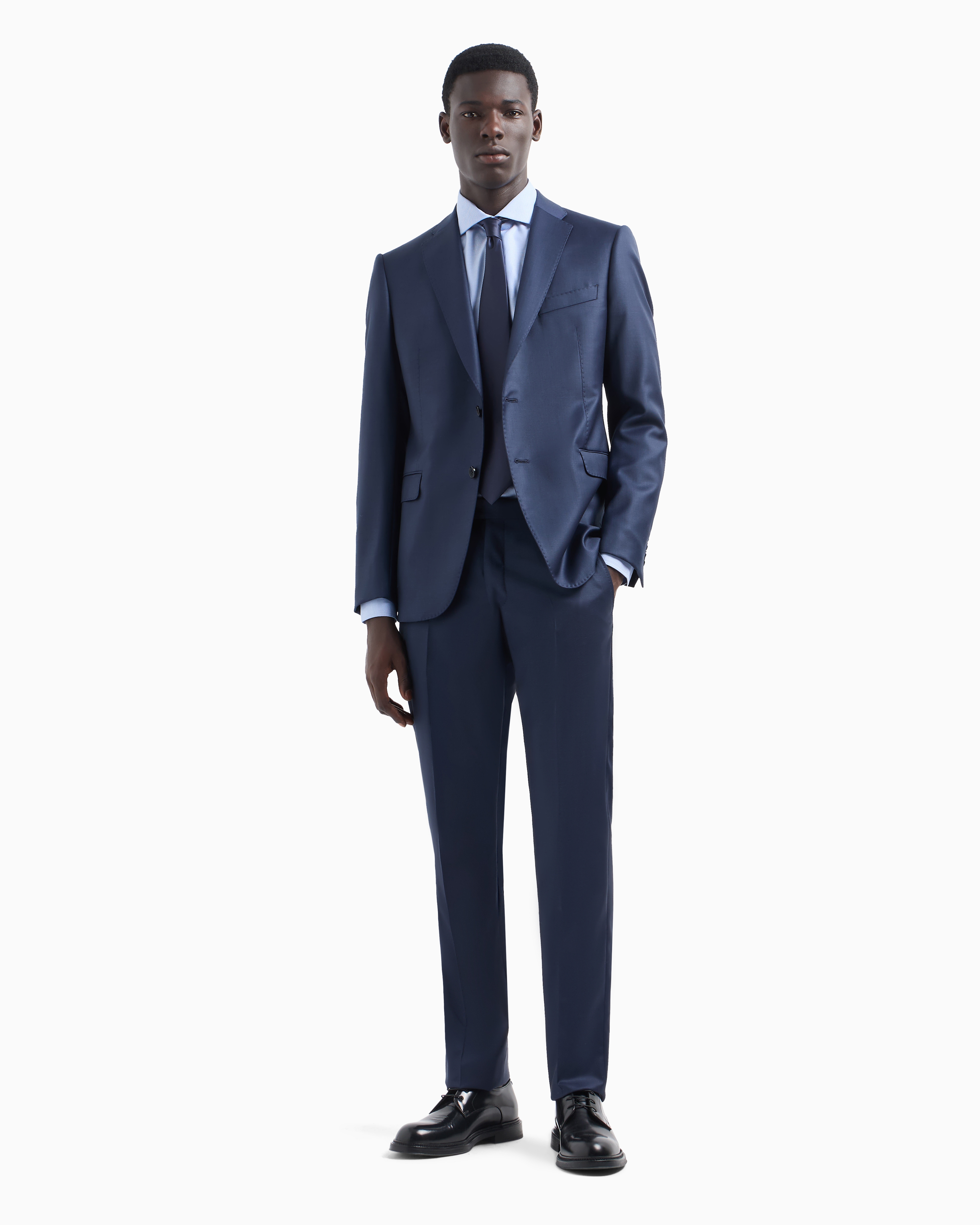 Emporio Armani Official Store Classic Shirts In Azure
