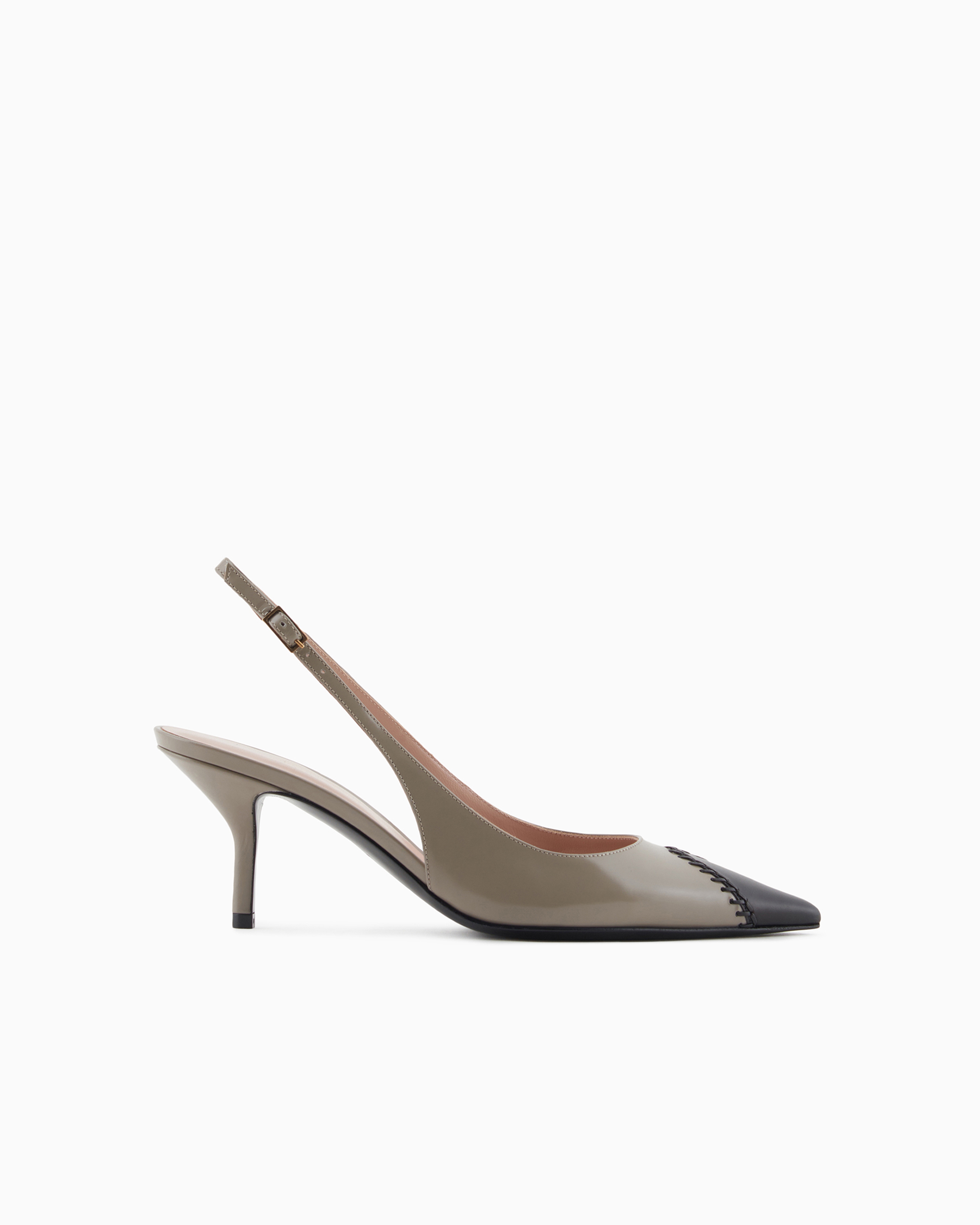 Giorgio Armani Official Store Leather Slingbacks In Dove Grey