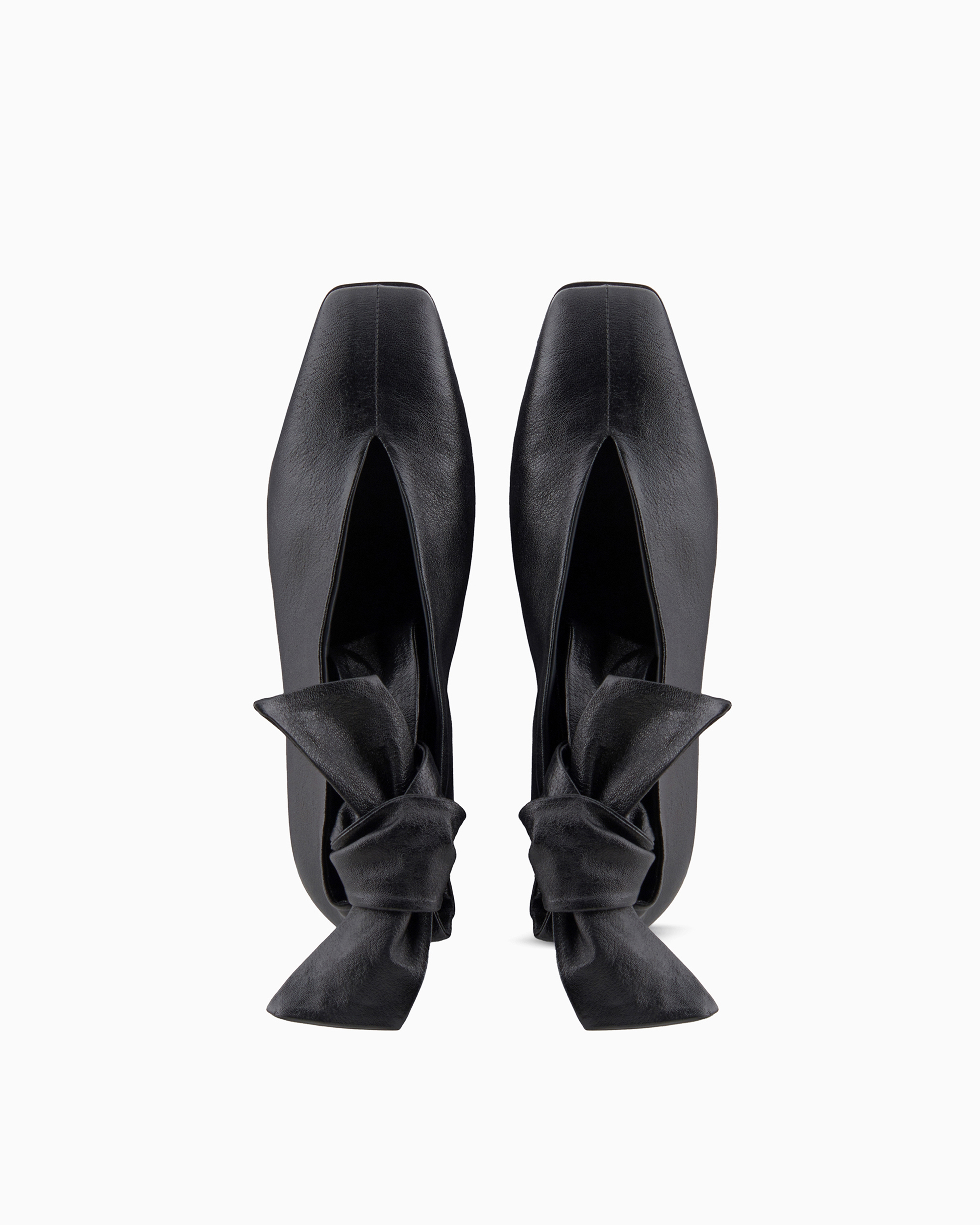 Emporio Armani Official Store Ballerinas Mit Schleife Aus Leder In Schwarz