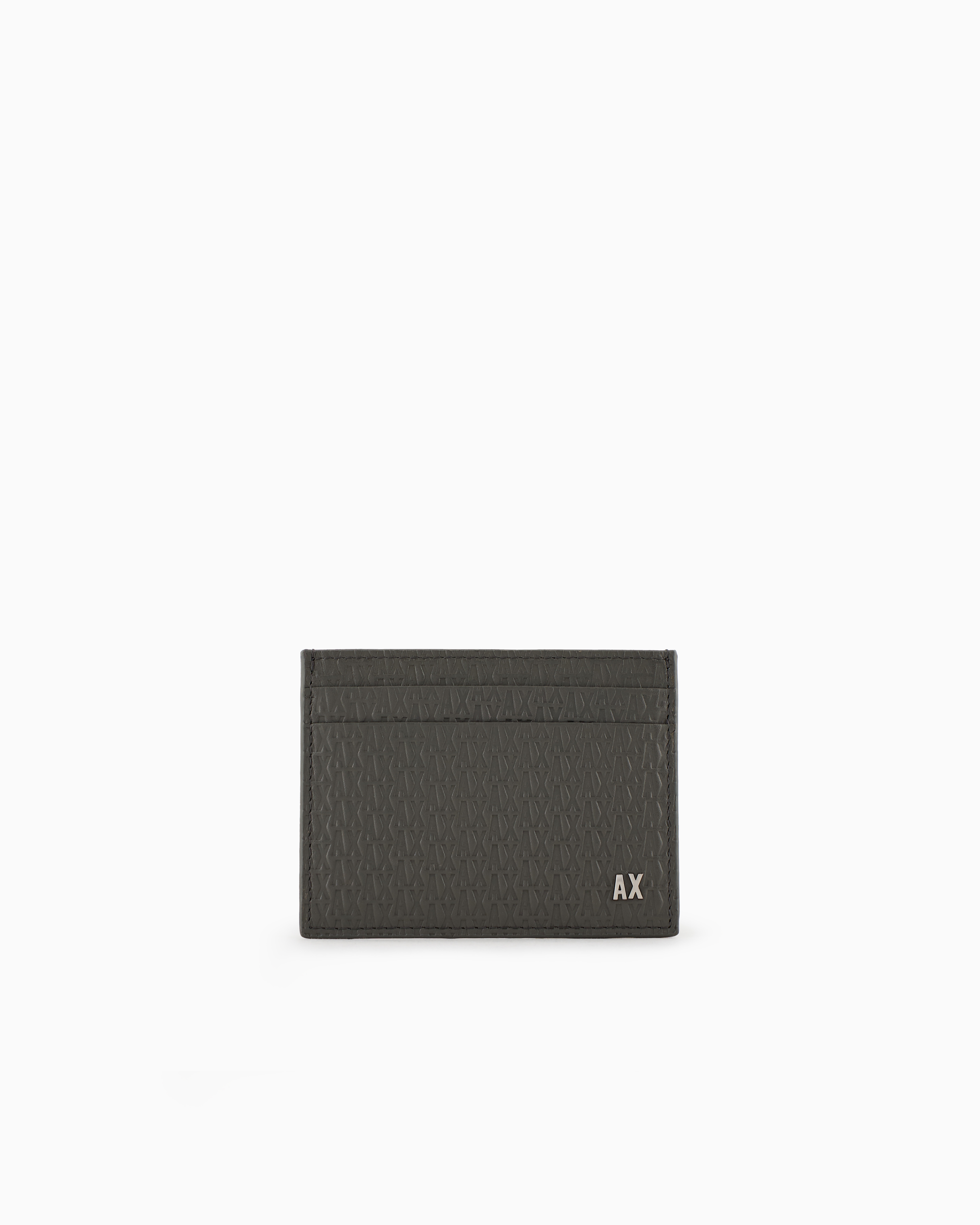 Armani Exchange Official Store Leather Book Wallet In Dark Gray