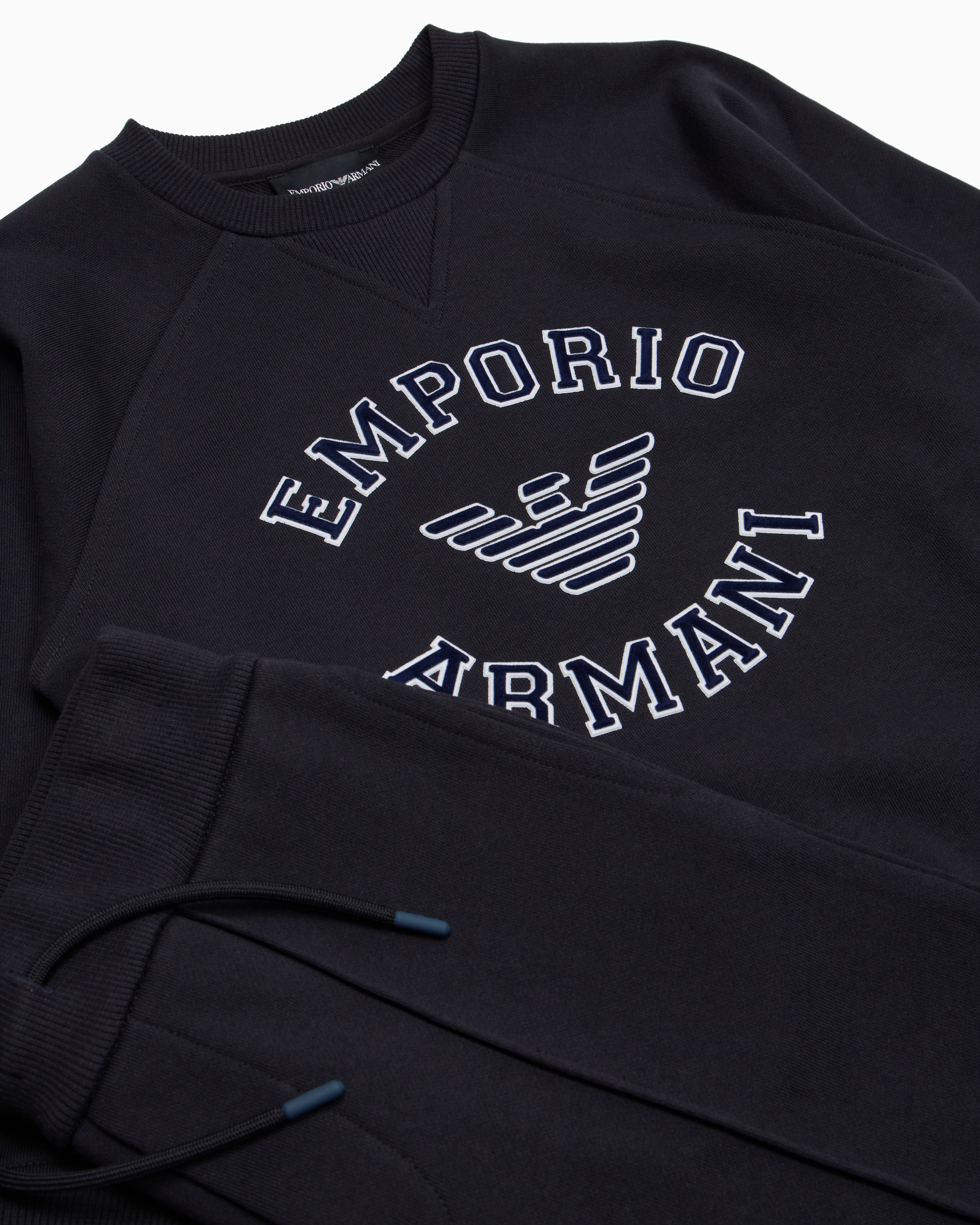 Shop Emporio Armani Comfort-fit Jersey Tracksuit With Oversized Logo In Navy Blue