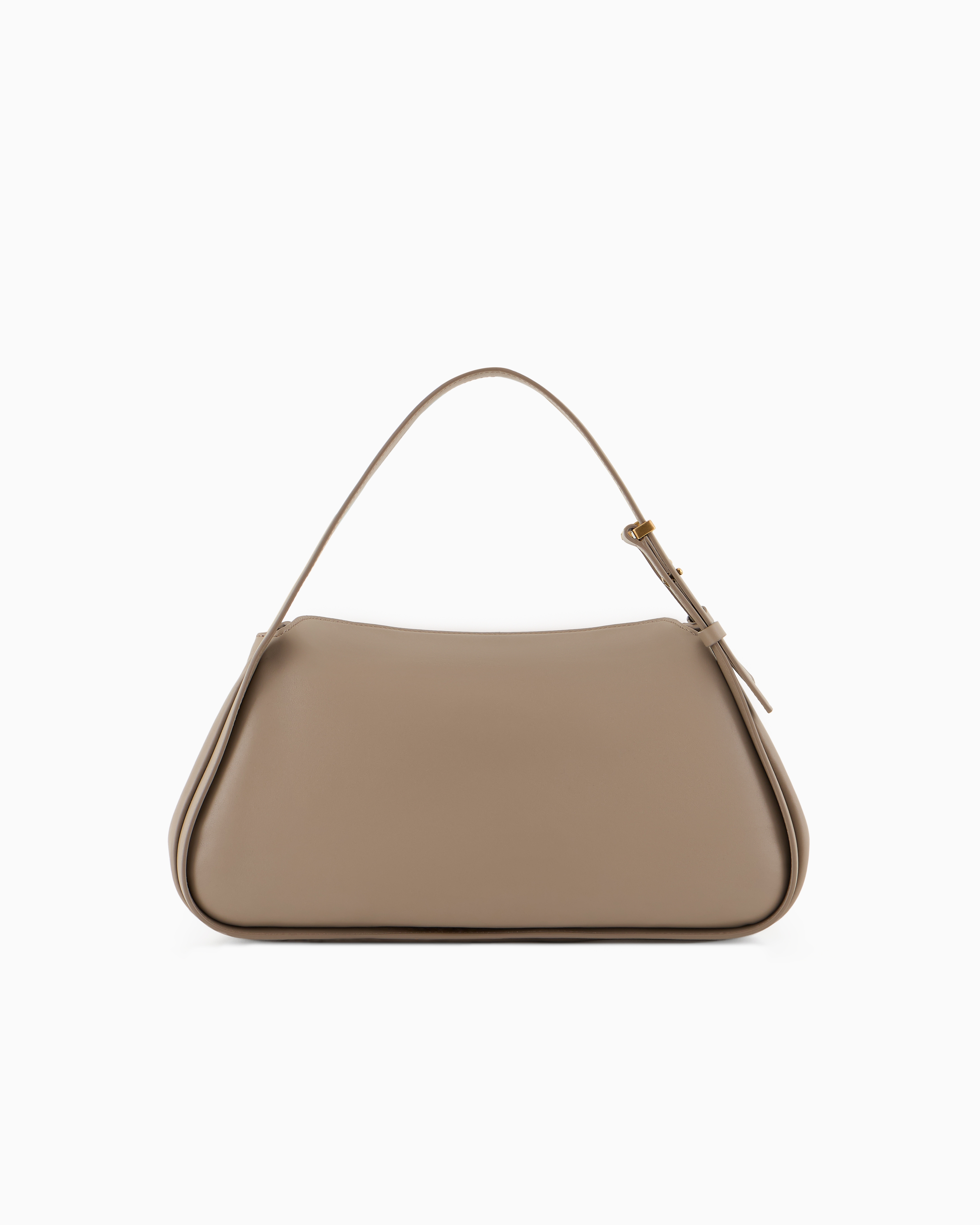 Giorgio Armani Official Store Asv Leather Handbag In Beige