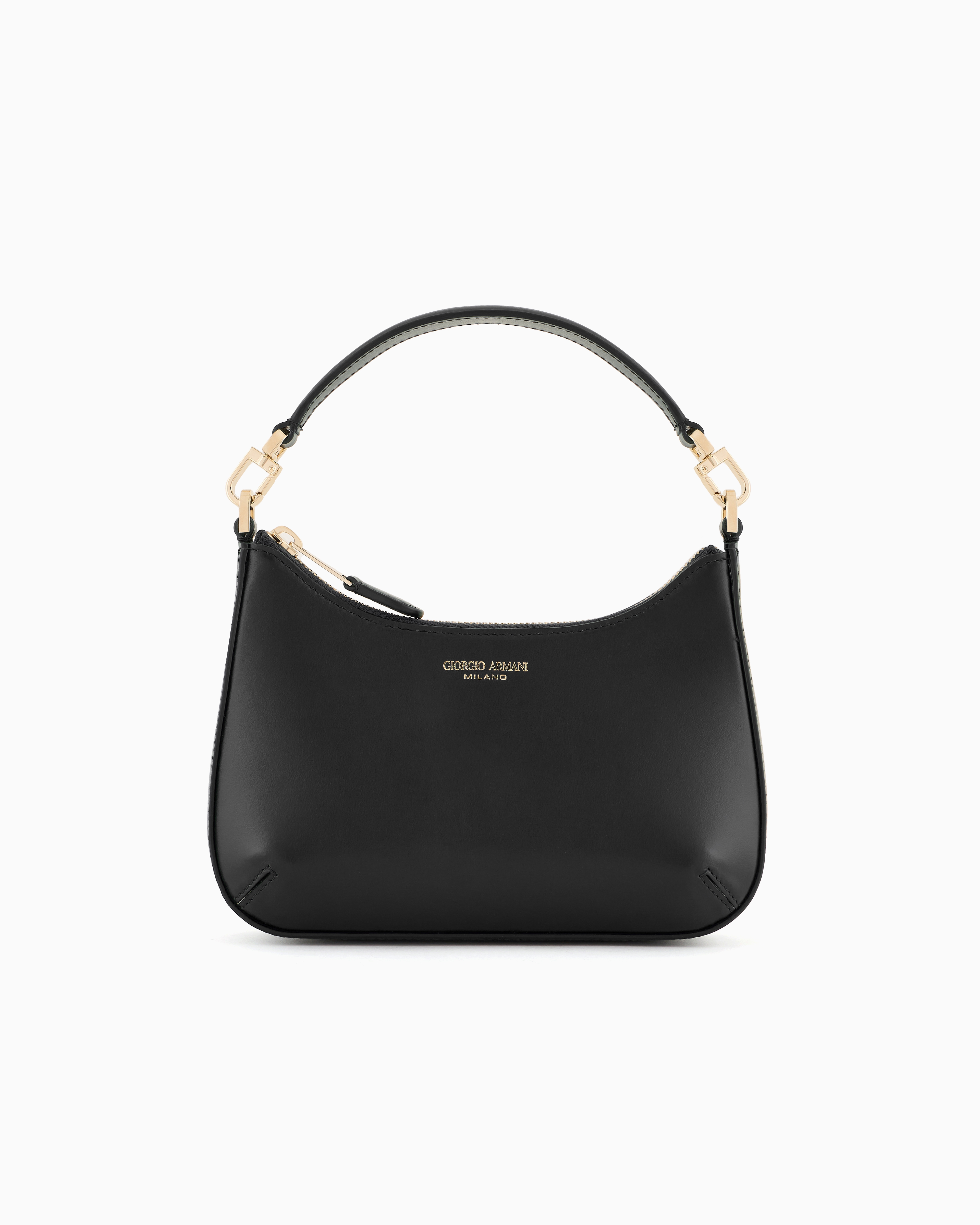 Giorgio Armani Official Store Mini La Prima Leather Handbag In Black