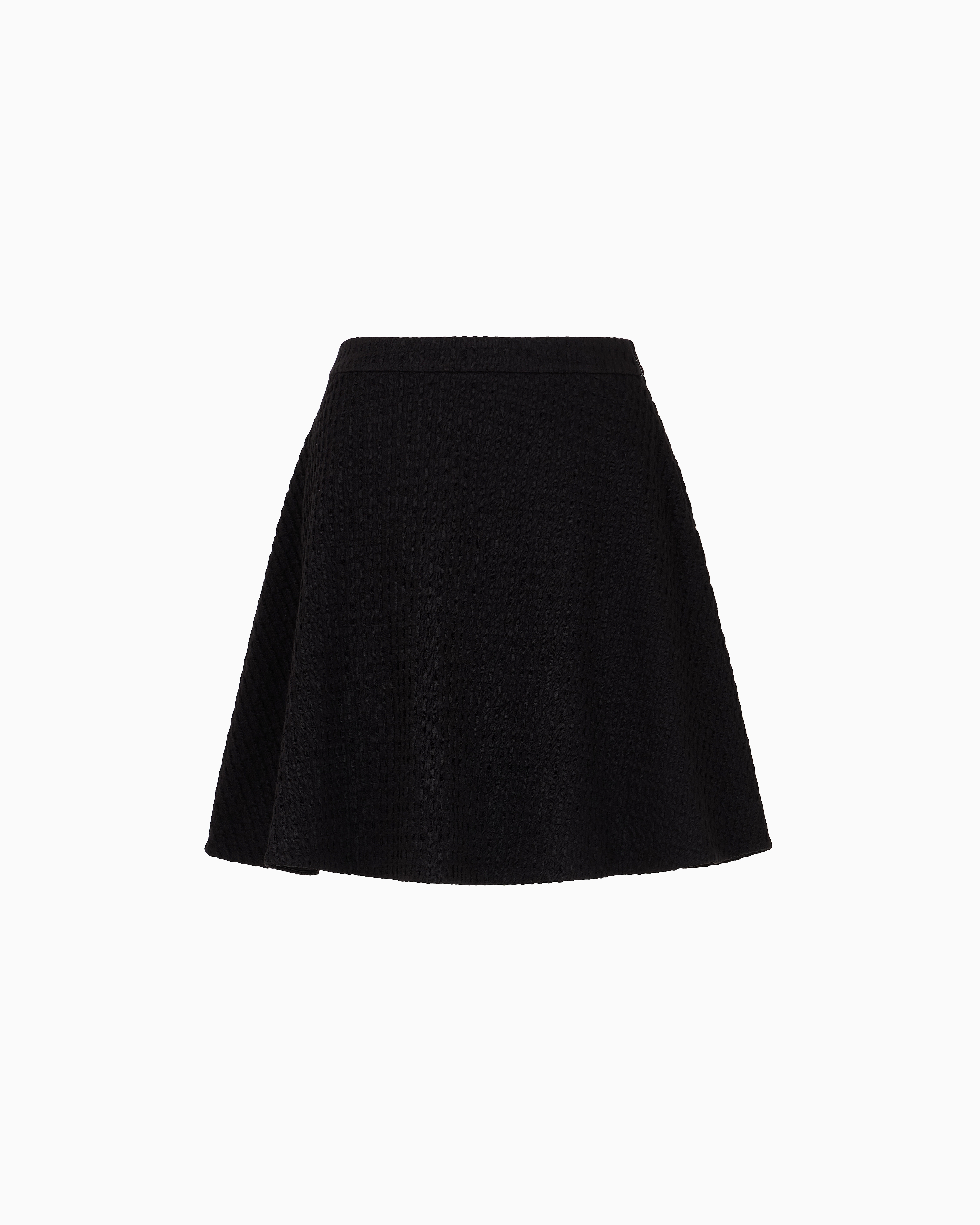 Emporio Armani Official Store Waffle-effect Knit Flared Skirt In Black