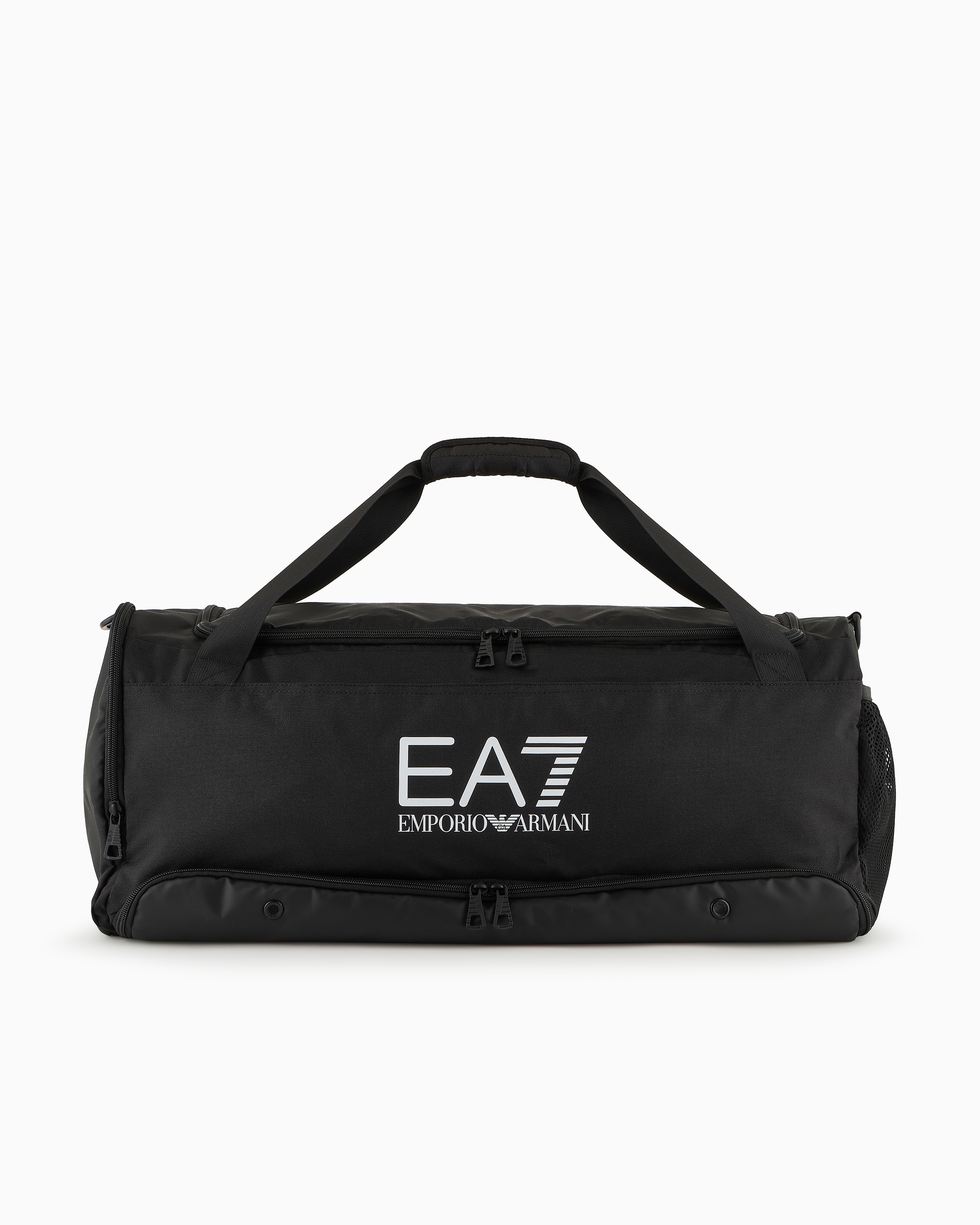 Ea7 Official Store Technical-fabric Medium Duffel Bag With Oversized Logo In Black