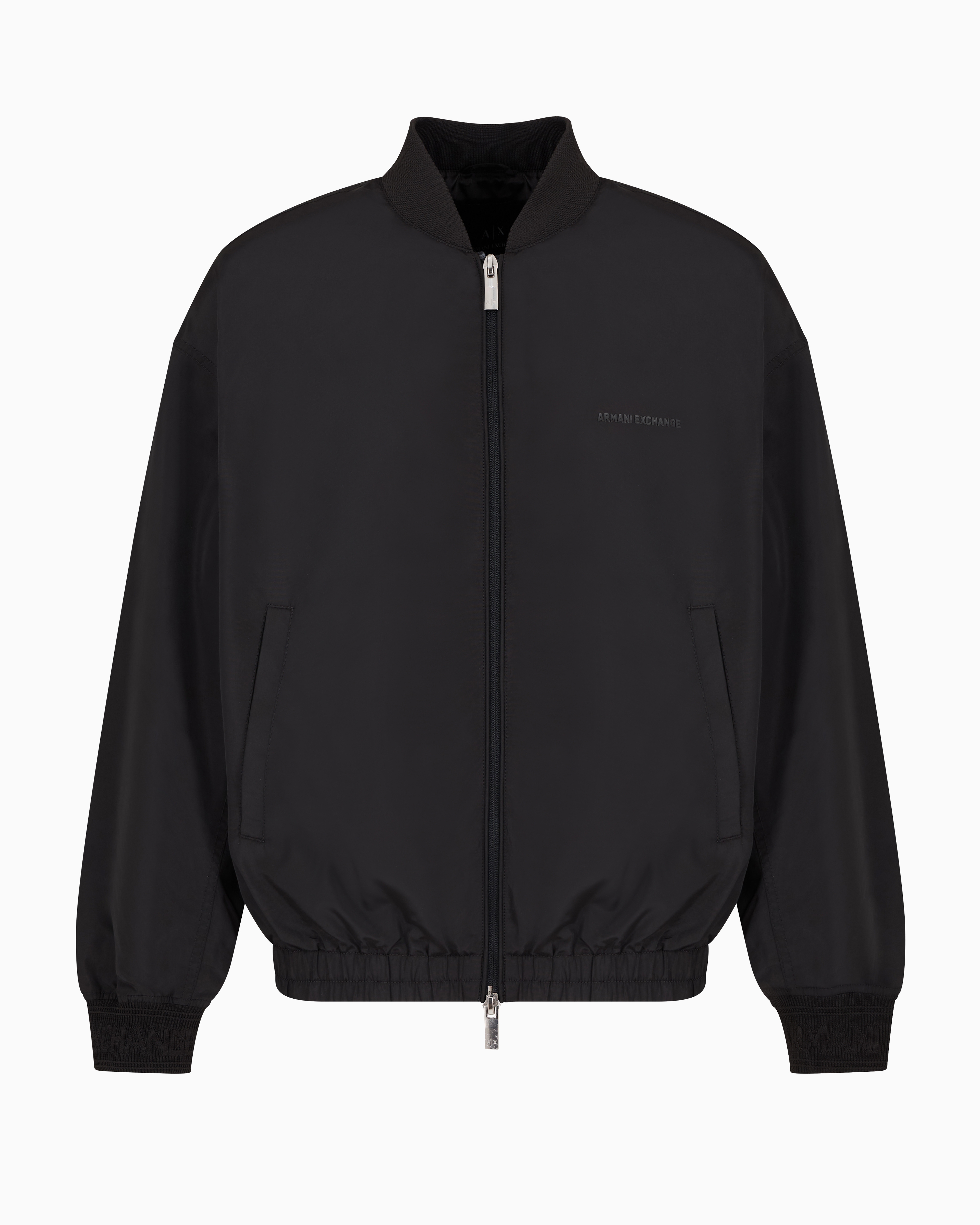 Bomber jacket in technical fabric with tone-on-tone logo