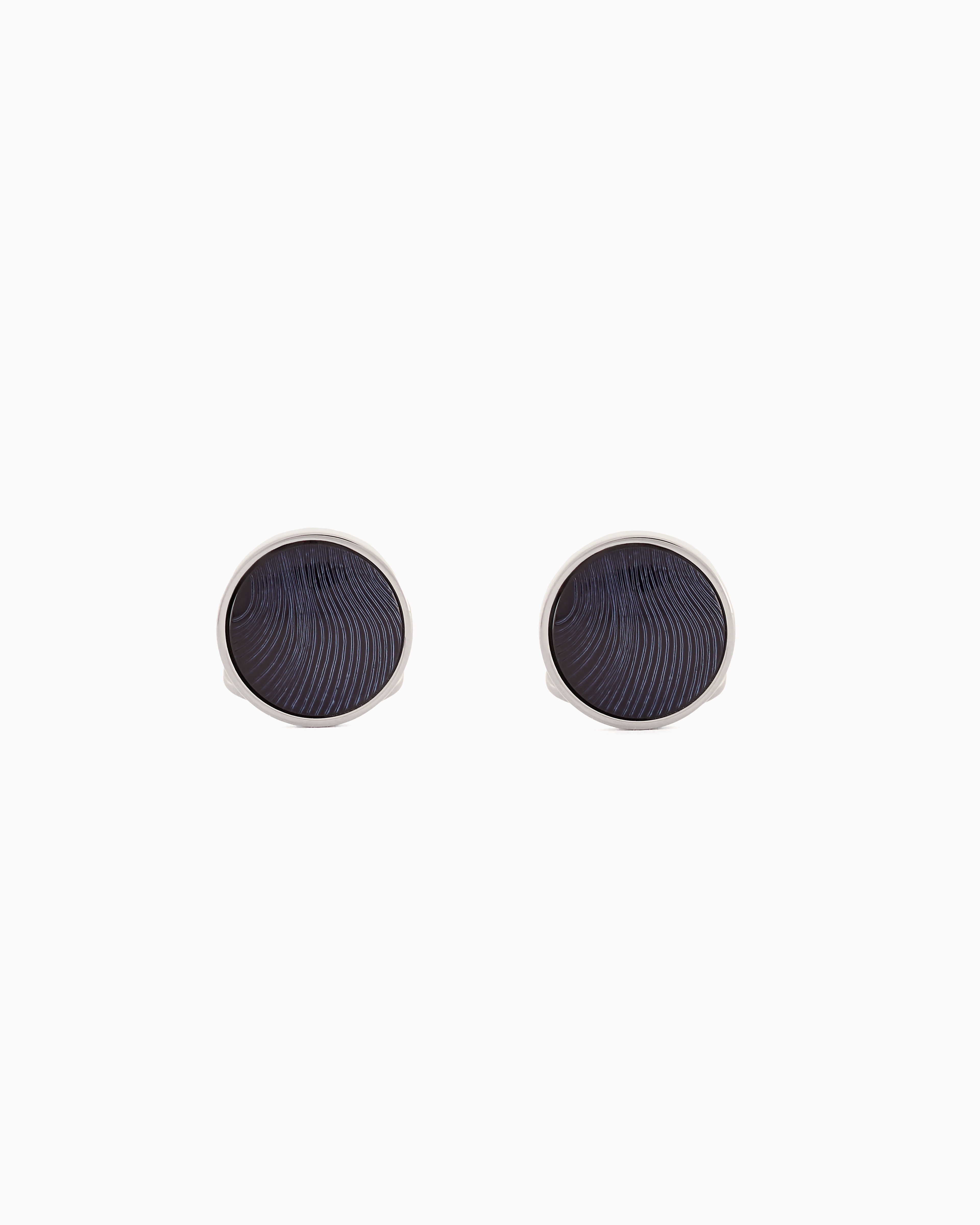 Giorgio Armani Official Store Sterling Silver And Mother Of Pearl Round Cufflinks In Blue