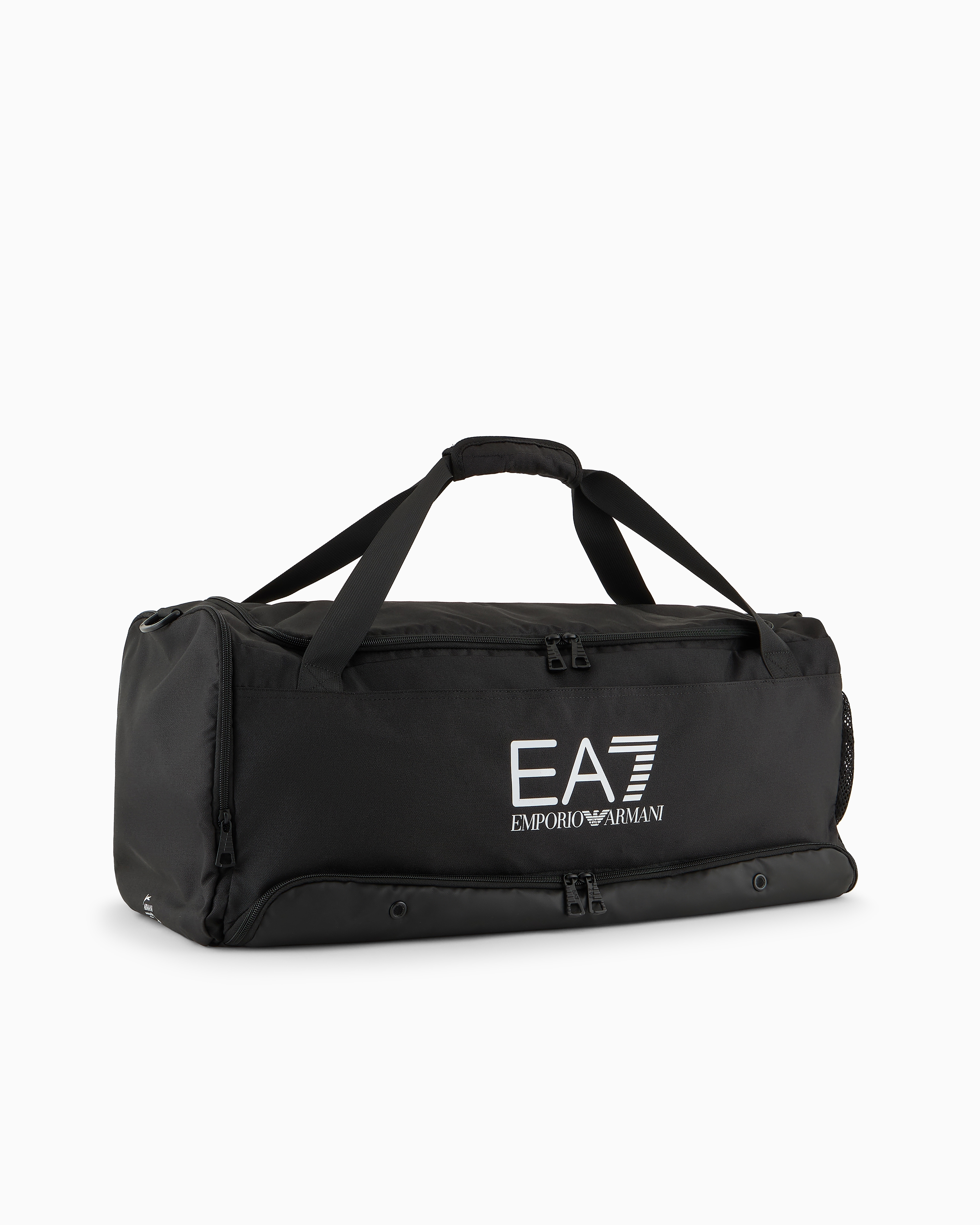 Ea7 Official Store Technical-fabric Medium Duffel Bag With Oversized Logo In Black