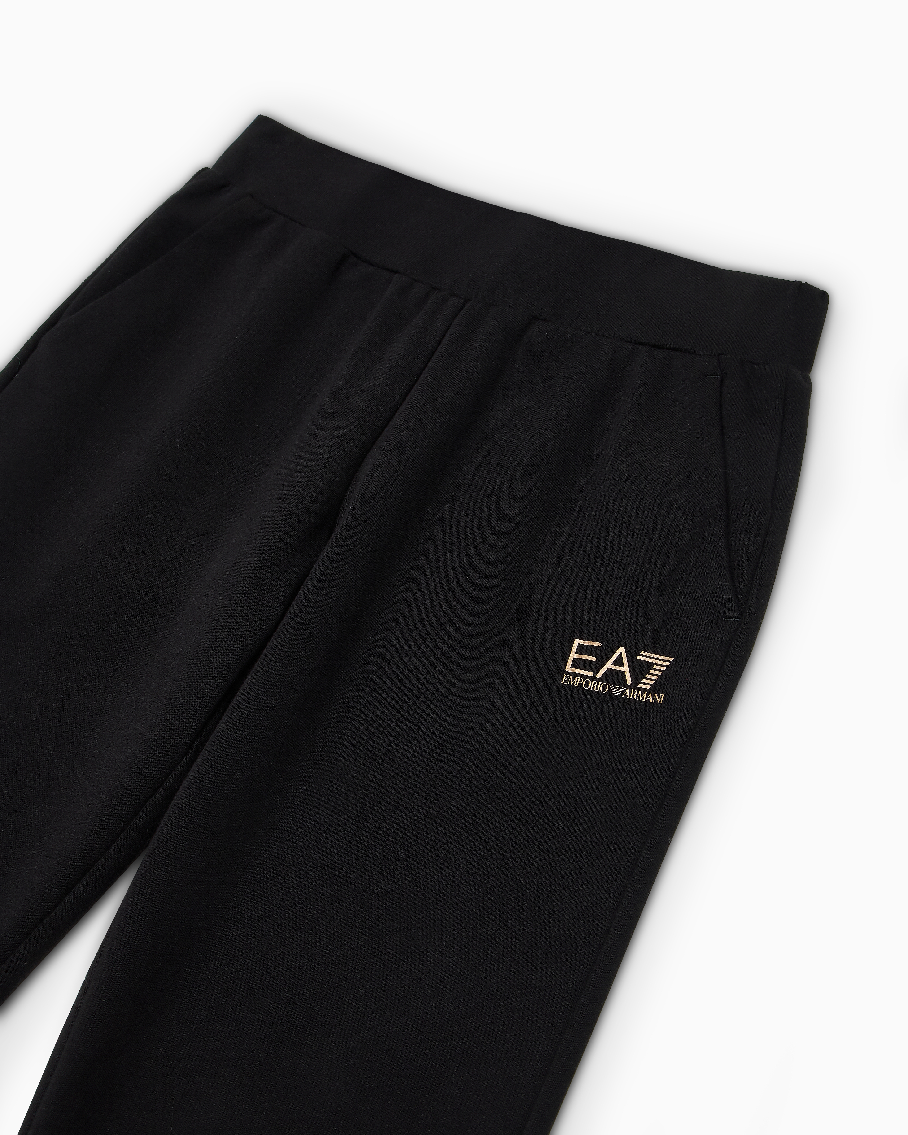 Ea7 Official Store Shiny Girl Stretch-cotton Joggers In Black