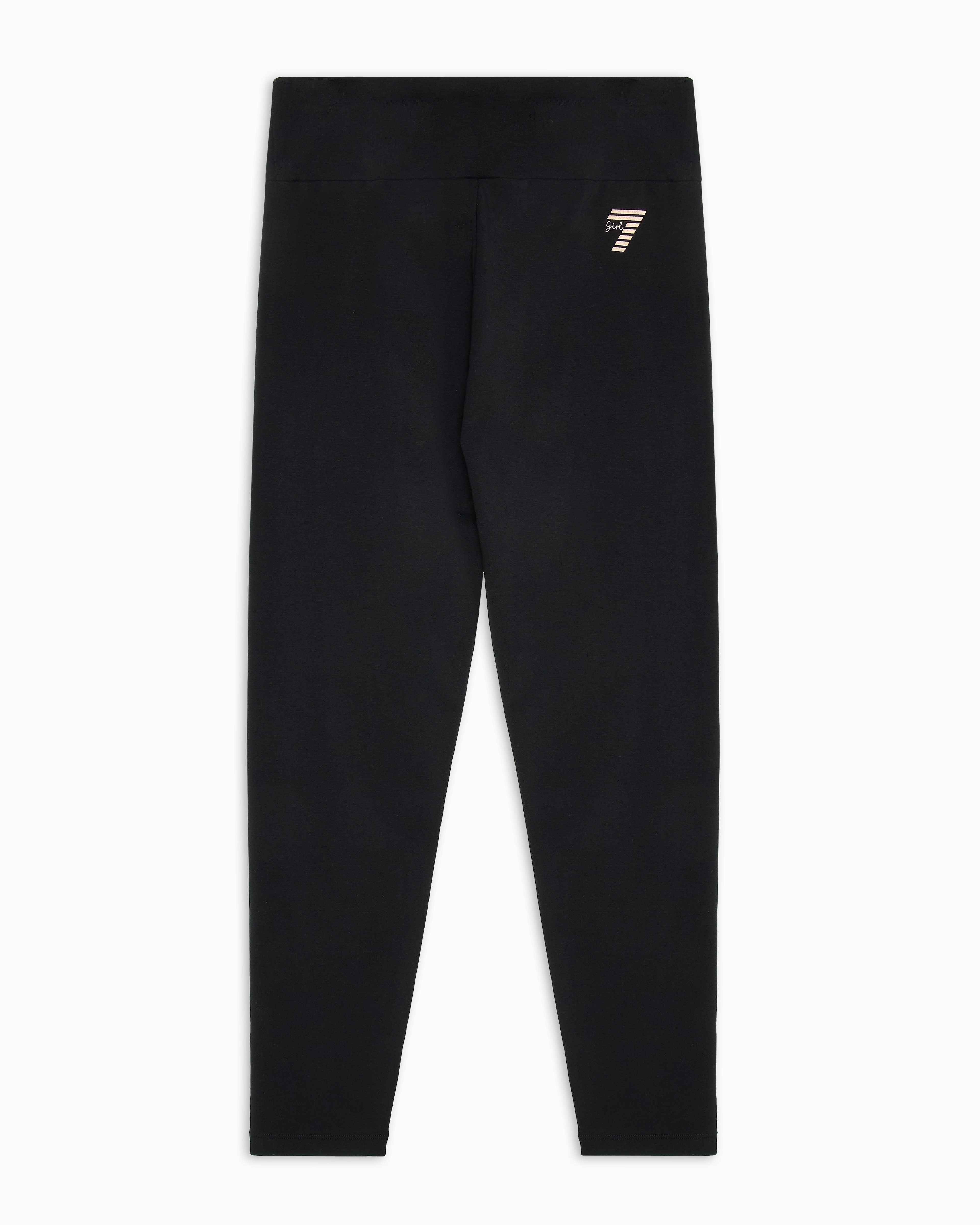 Ea7 Official Store Shiny Girl Stretch-cotton Leggings In Black Logo