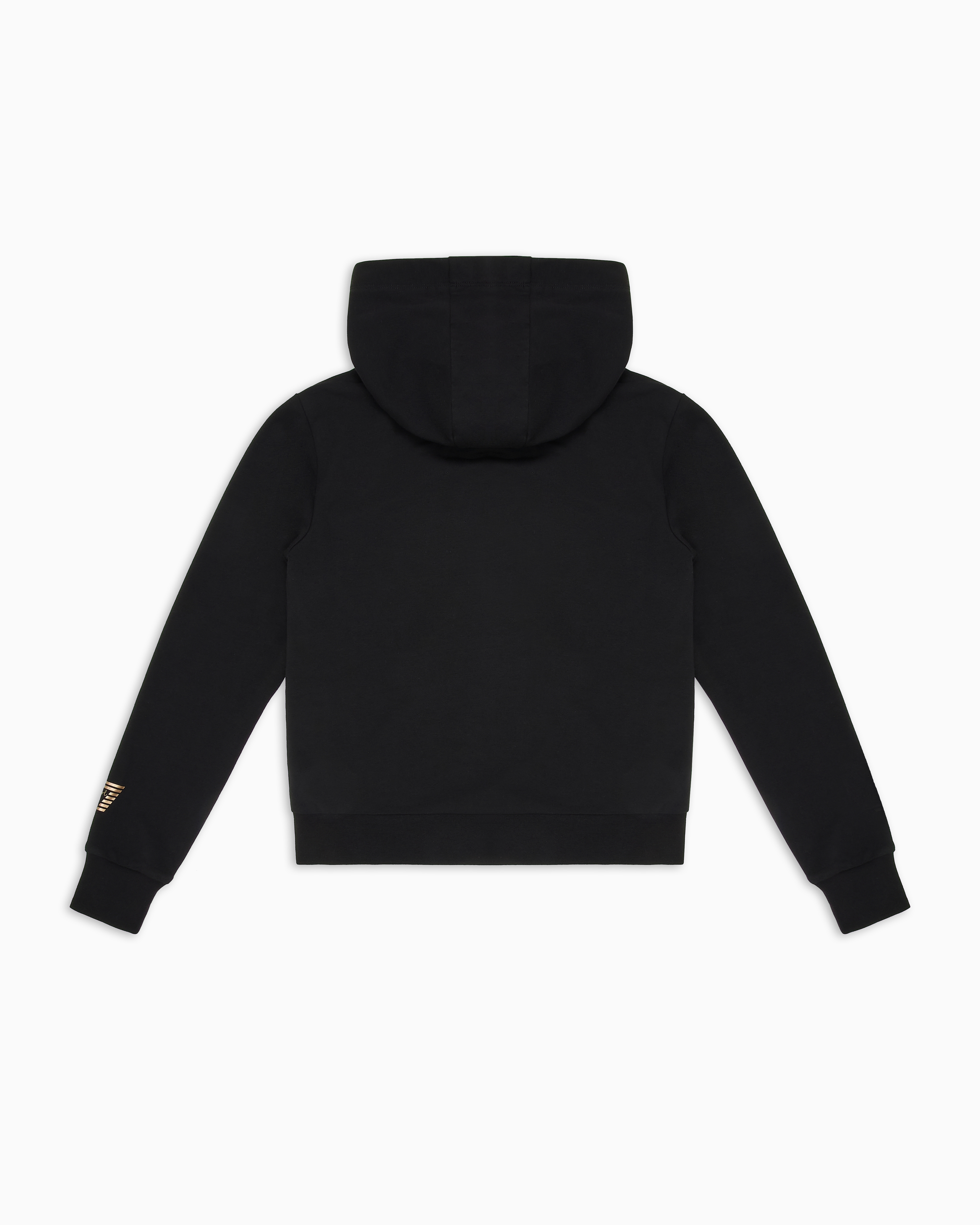 Ea7 Official Store Shiny Girl Stretch-cotton Hooded Sweatshirt In Black